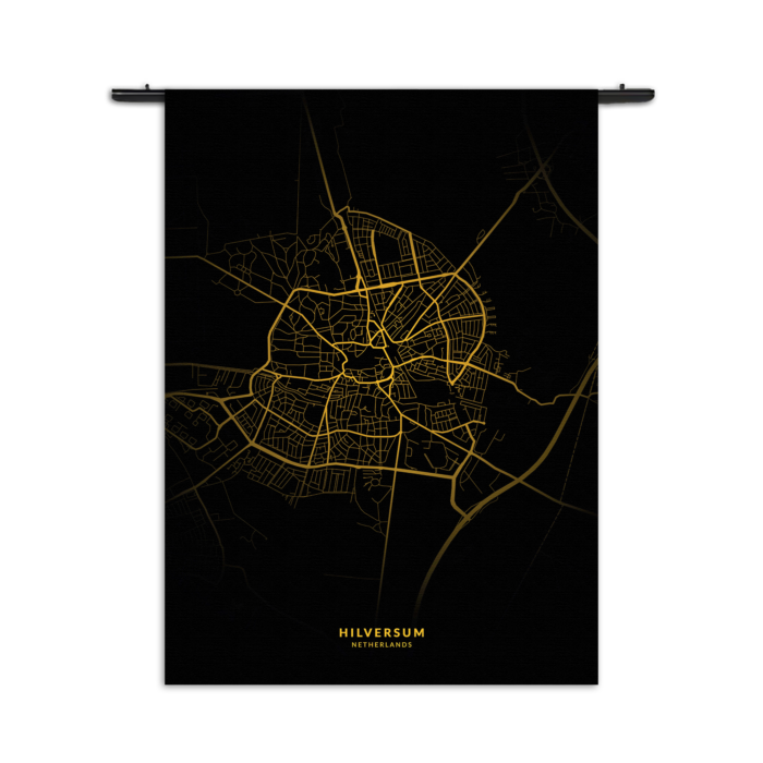 Wandkleed Hilversum Plattegrond Zwart Geel Rechthoek Verticaal