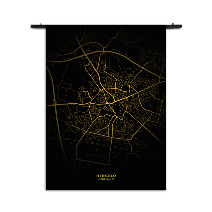 Wandkleed Hengelo Plattegrond Zwart Geel Rechthoek Verticaal