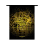 Wandkleed Los Angeles Plattegrond Zwart Geel Rechthoek Verticaal