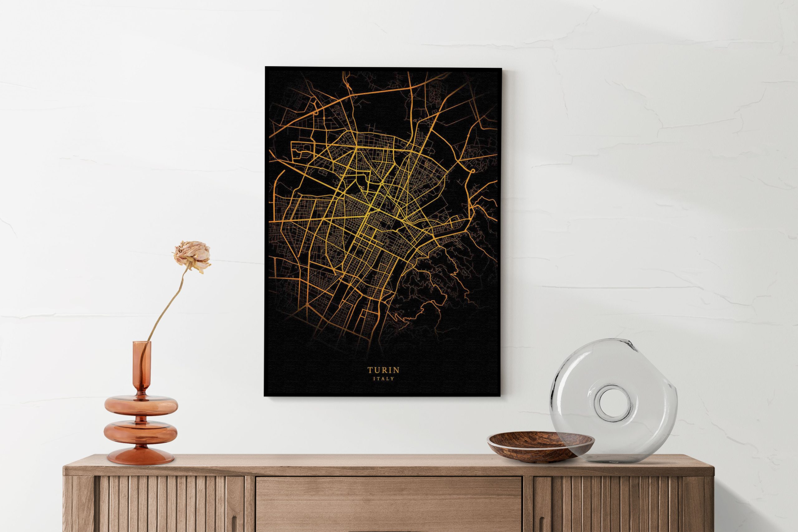 Akoestisch Schilderij Turin Turijn Plattegrond Zwart Geel Rechthoek Verticaal Template 50 70 Verticaal Steden 91 scaled 1