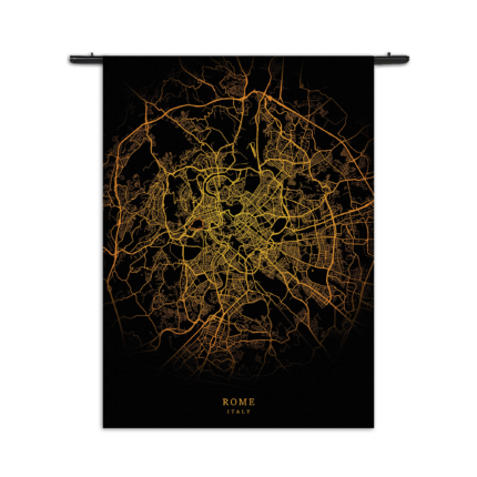 Wandkleed Rome Plattegrond Zwart Geel Rechthoek Verticaal