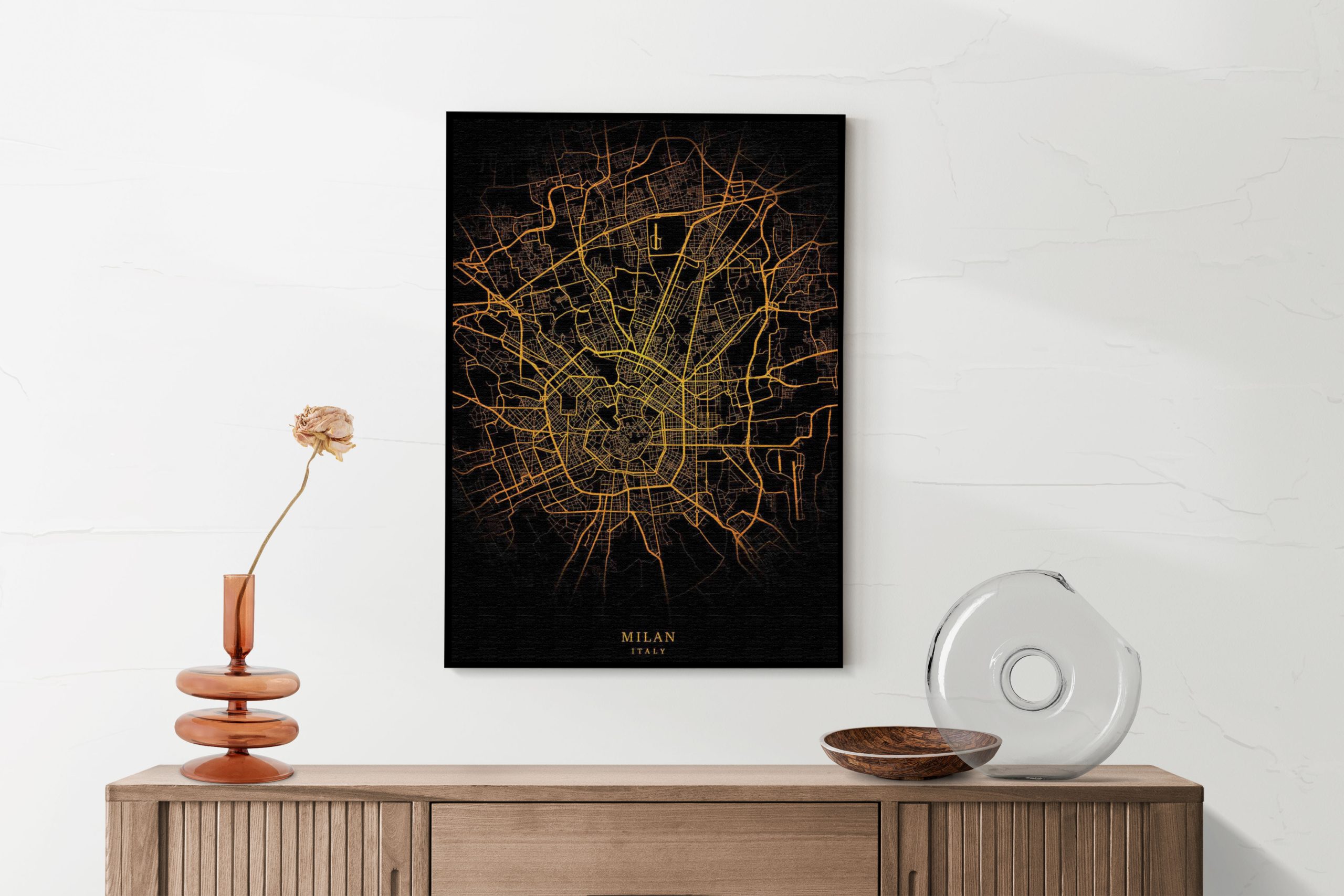 Akoestisch Schilderij Milan Milaan Plattegrond Zwart Geel Rechthoek Verticaal Template 50 70 Verticaal Steden 94 scaled 1