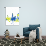 Wandkleed Skyline Tilburg Watercolor Paint Rechthoek Verticaal Template 50 70 Verticaal Steden 97 2