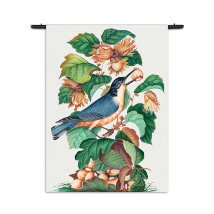 Wandkleed Prent Natuur Vogel en Bloemen 09 Rechthoek Verticaal