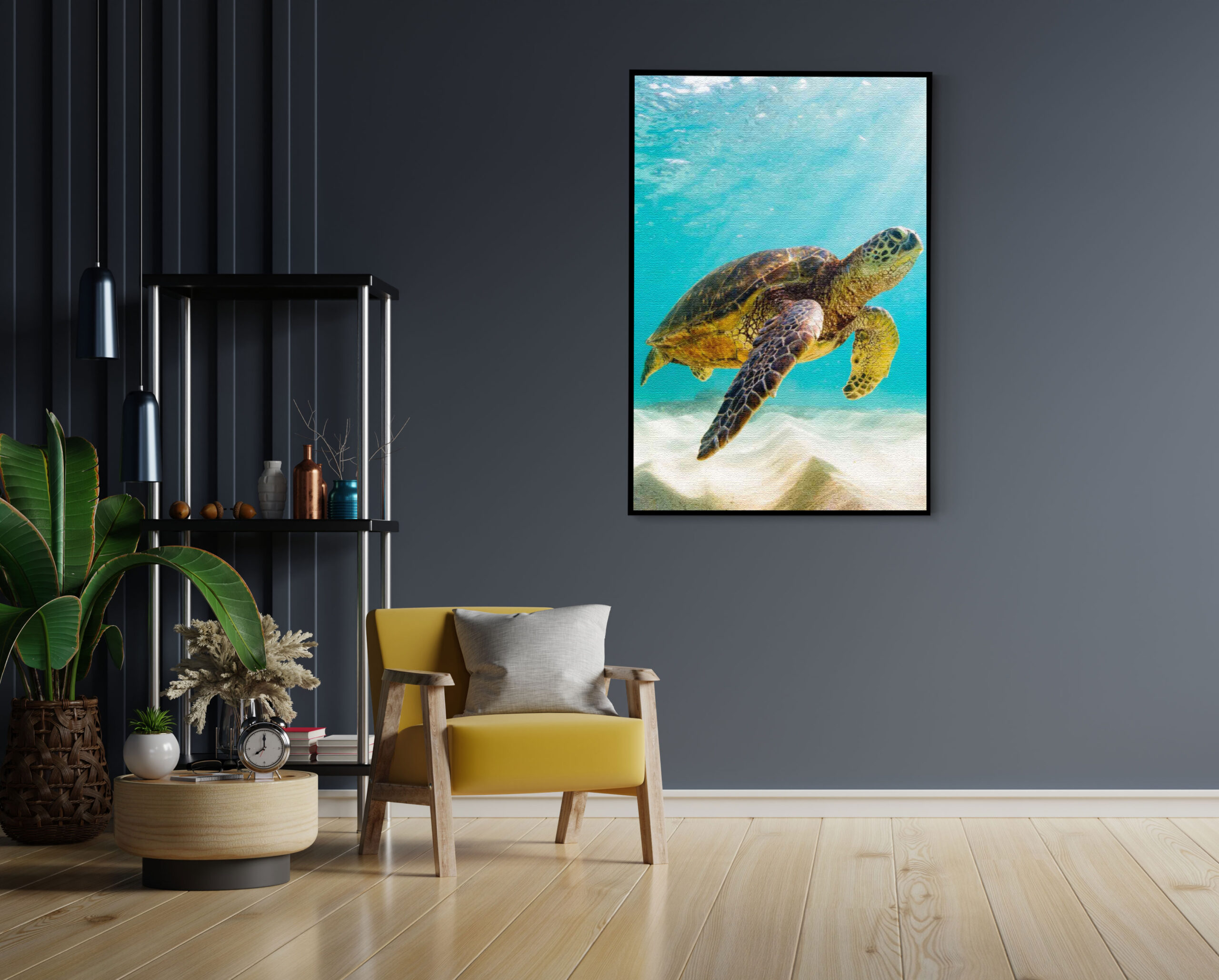 Akoestisch Schilderij Zeeschildpad In Helderblauw Water 04 Rechthoek Verticaal Template 50 70 Verticaal dieren 58 1 scaled 1