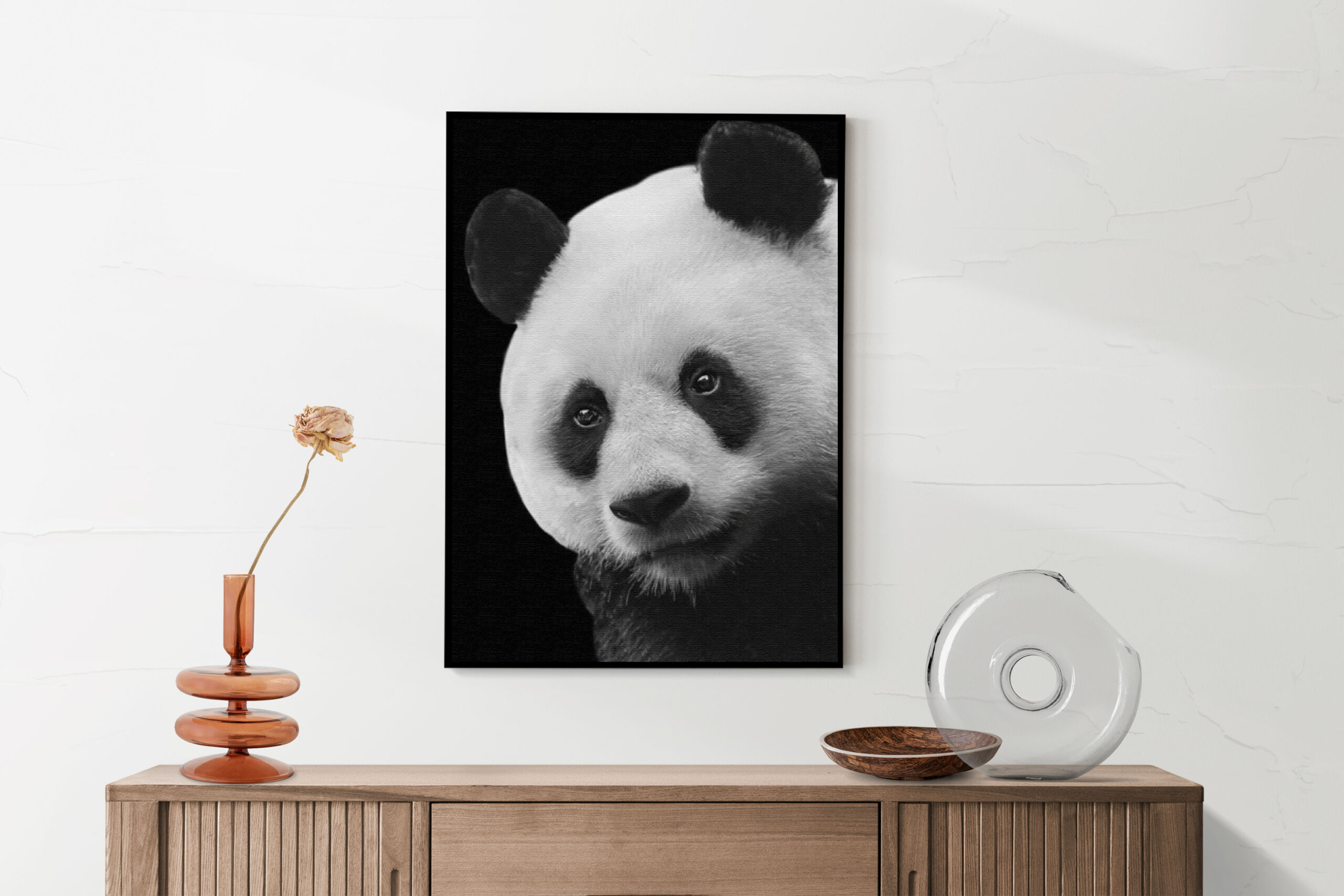 Akoestisch Schilderij Pandabeer Zwart Wit 02 Rechthoek Verticaal Template 50 70 Verticaal dieren 74 2 scaled 1