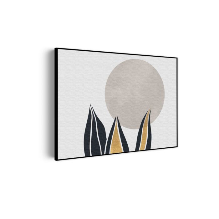 Akoestisch Schilderij Scandinavisch Wit met Goudkleurig Element Rechthoek Horizontaal Template 50 70 horizontaal abstract 04 scaled 1