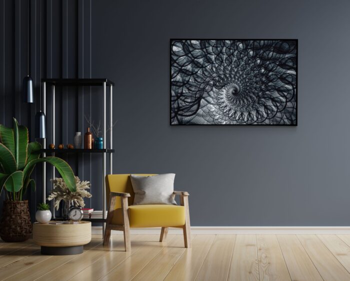 Akoestisch Schilderij Zwart Witte Spiraaltunnel Rechthoek Horizontaal Template 50 70 horizontaal abstract 107 1 scaled 1