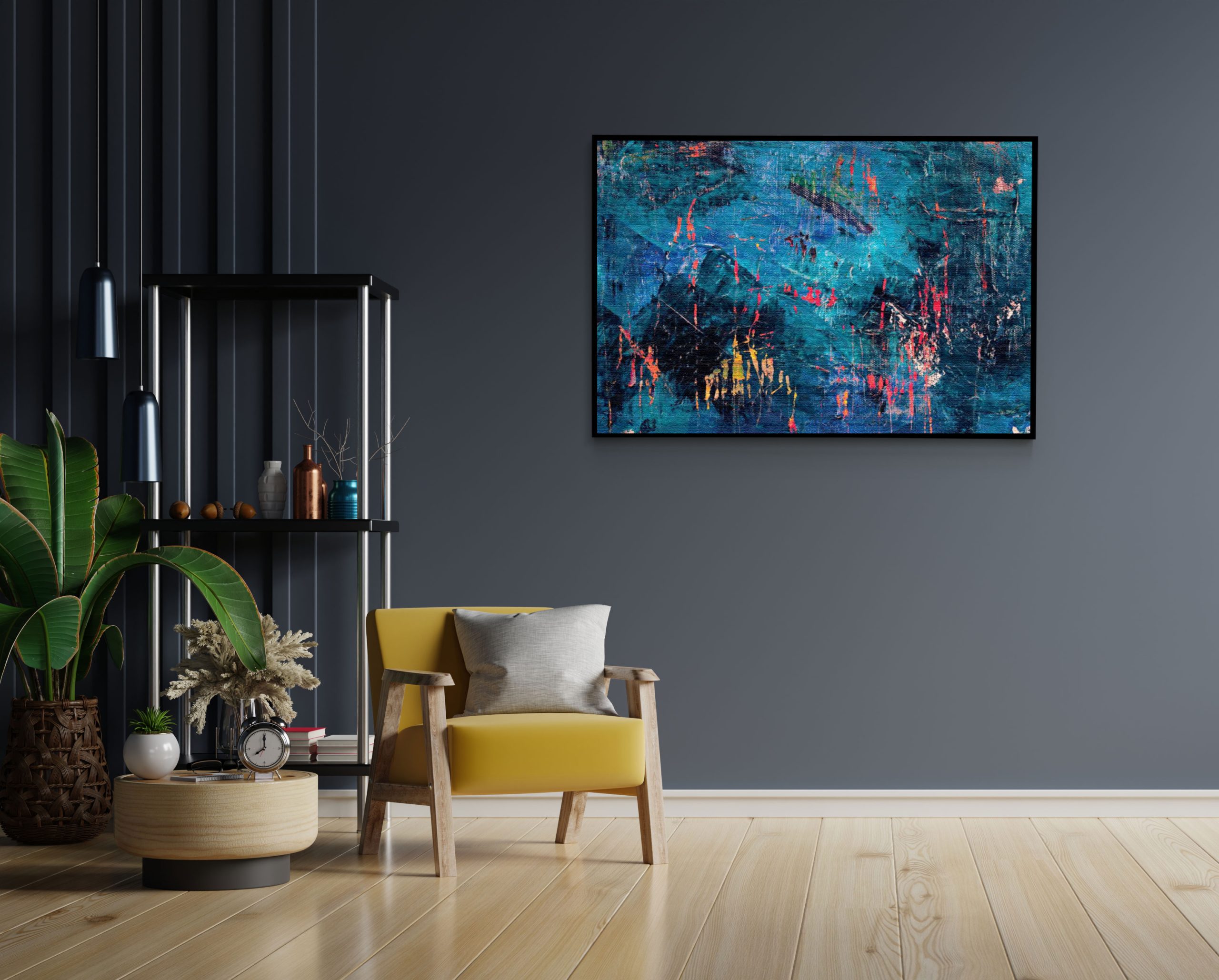 Akoestisch Schilderij Scandinavisch Wit met Goudkleurig Element Rechthoek Horizontaal Template 50 70 horizontaal abstract 15 1 scaled 1