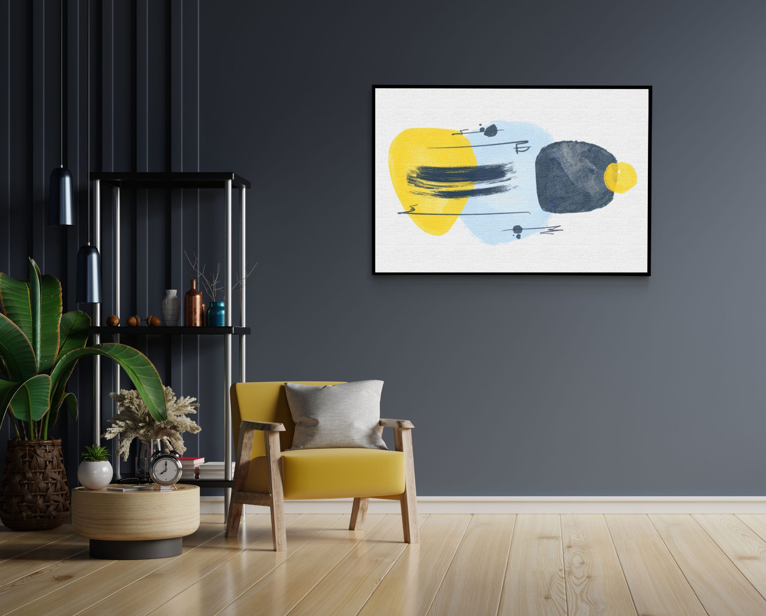 Akoestisch Schilderij Scandinavisch Wit met Goudkleurig Element Rechthoek Horizontaal Template 50 70 horizontaal abstract 22 1 scaled 1