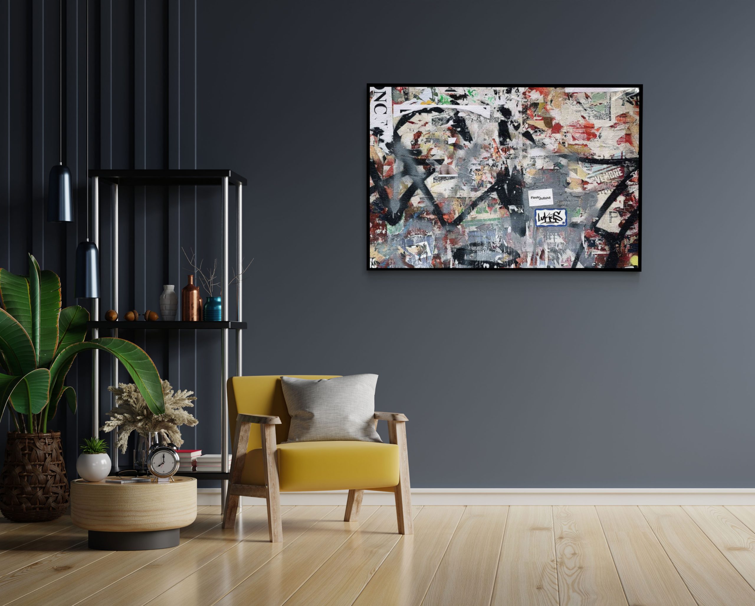 Akoestisch Schilderij Scandinavisch Patroon met Bloem 01 Rechthoek Horizontaal Template 50 70 horizontaal abstract 50 1 scaled 1