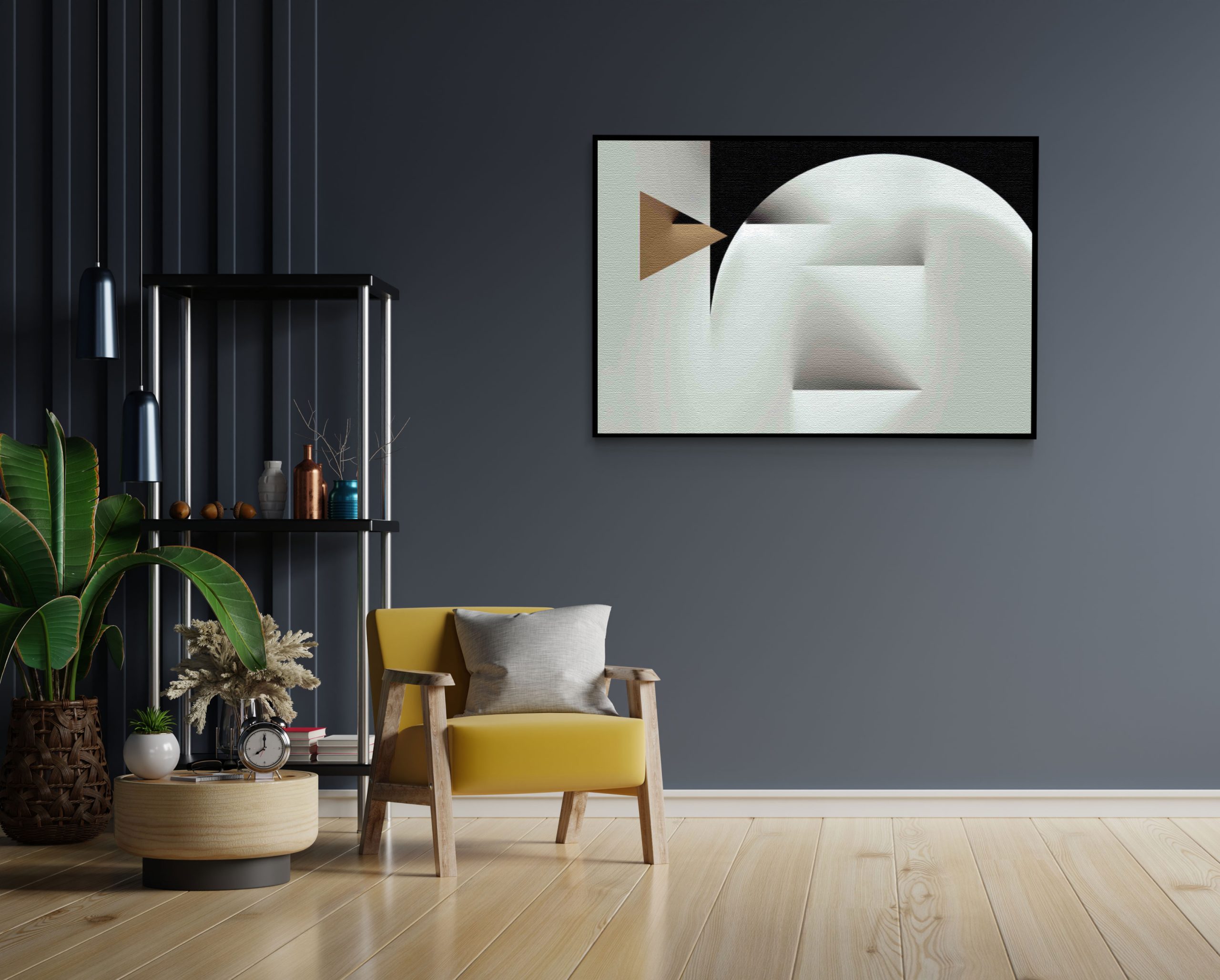 Akoestisch Schilderij Scandinavisch Wit met Goudkleurig Element 02 Rechthoek Horizontaal Template 50 70 horizontaal abstract 91 1 scaled 1