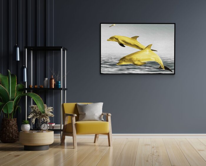 Akoestisch Schilderij Springende Dolfijnen Goud 01 Rechthoek Horizontaal Template 50 70 horizontaal dieren 2 1 scaled 1