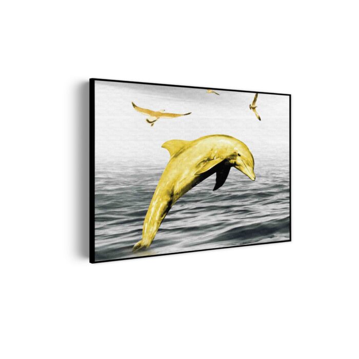 Akoestisch Schilderij Springende Dolfijnen Goud 02 Rechthoek Horizontaal Template 50 70 horizontaal dieren 3 scaled 1