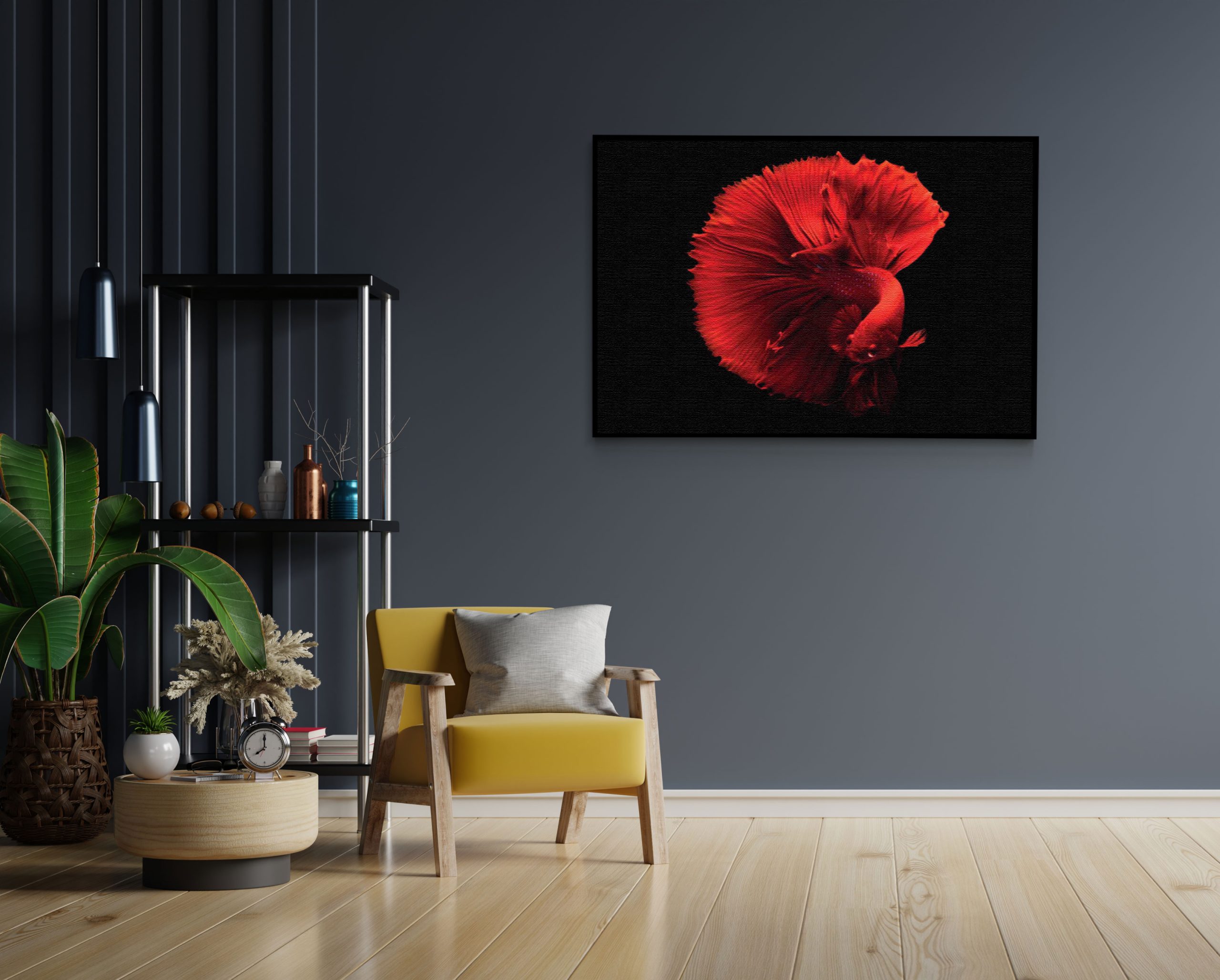 Akoestisch Schilderij Red Dragon Siamese Fighting Fish Rechthoek Horizontaal Template 50 70 horizontaal dieren 32 1 scaled 1