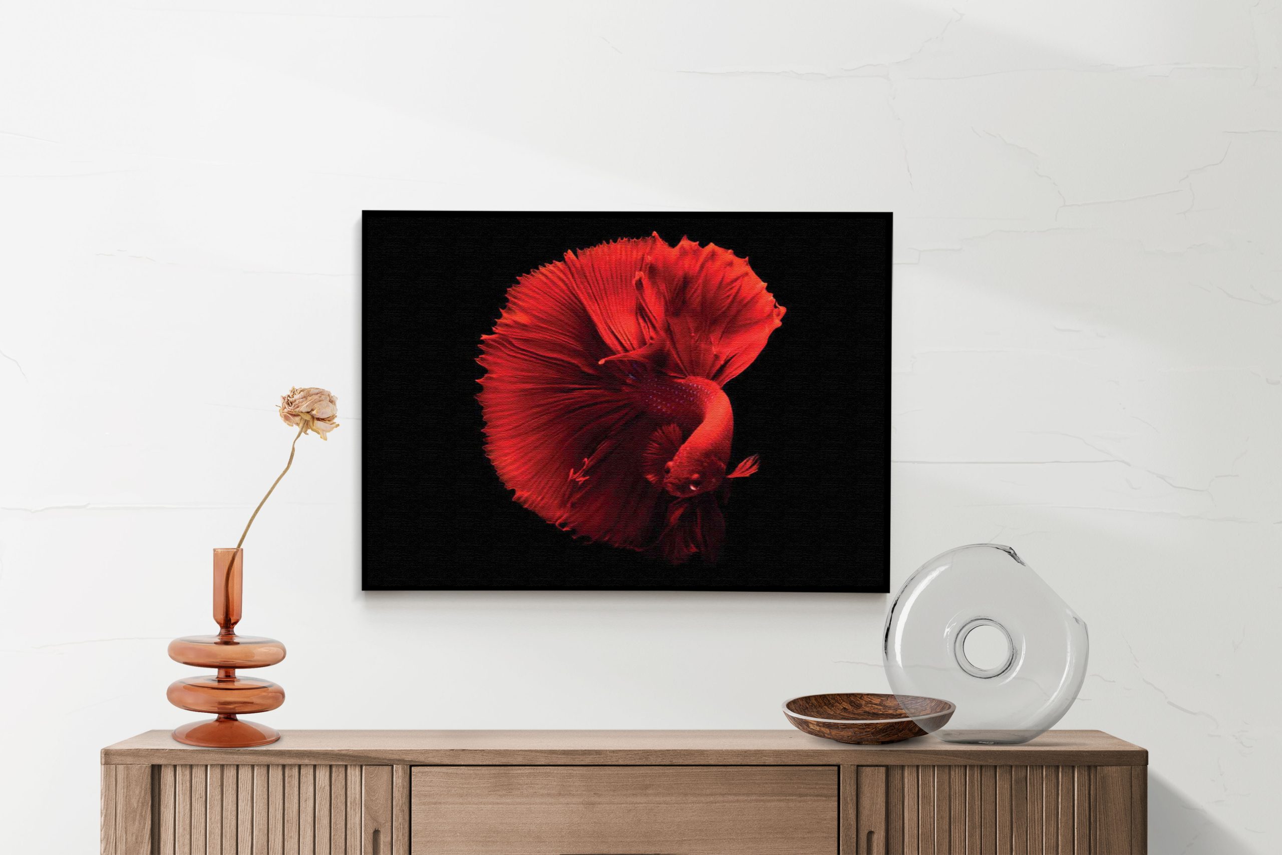 Akoestisch Schilderij Red Dragon Siamese Fighting Fish Rechthoek Horizontaal Template 50 70 horizontaal dieren 32 2 scaled 1