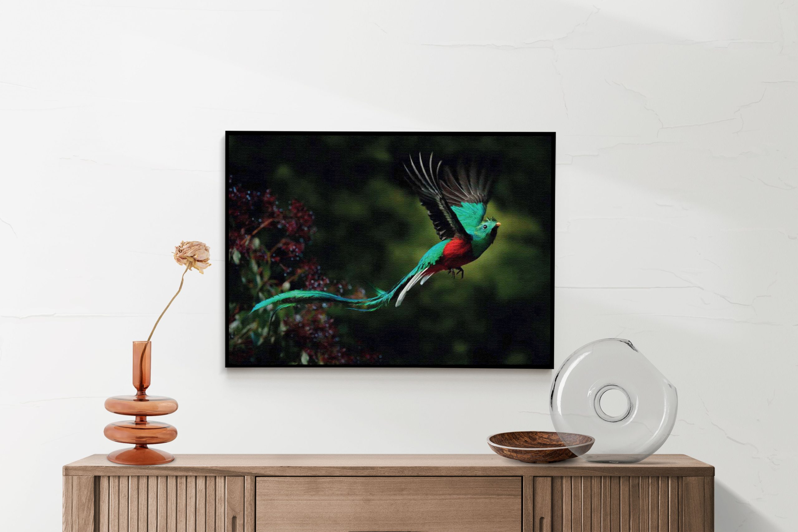 Akoestisch Schilderij Schitterende Vliegende Quetzal Vogel Rechthoek Horizontaal Template 50 70 horizontaal dieren 34 2 scaled 1