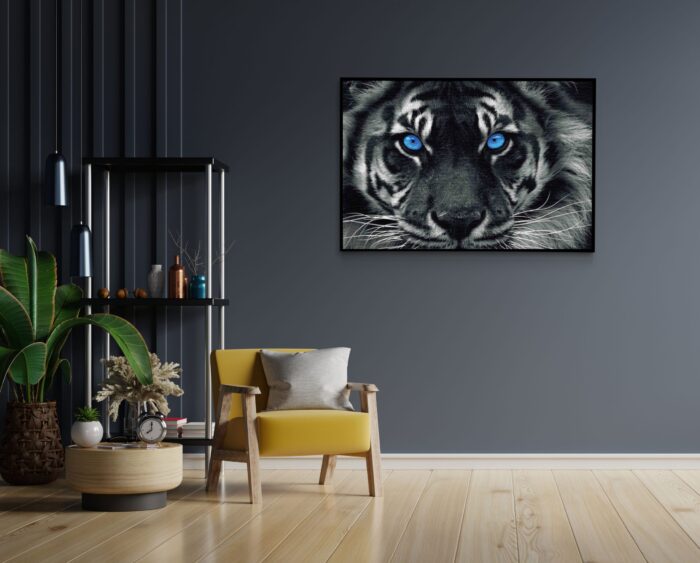 Akoestisch Schilderij Lion With Blue Eyes Rechthoek Horizontaal Template 50 70 horizontaal dieren 42 1 scaled 1