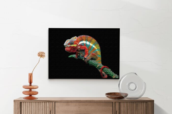 Akoestisch Schilderij De Kameleon Zittend Op Plant Rechthoek Horizontaal Template 50 70 horizontaal dieren 50 2 scaled 1