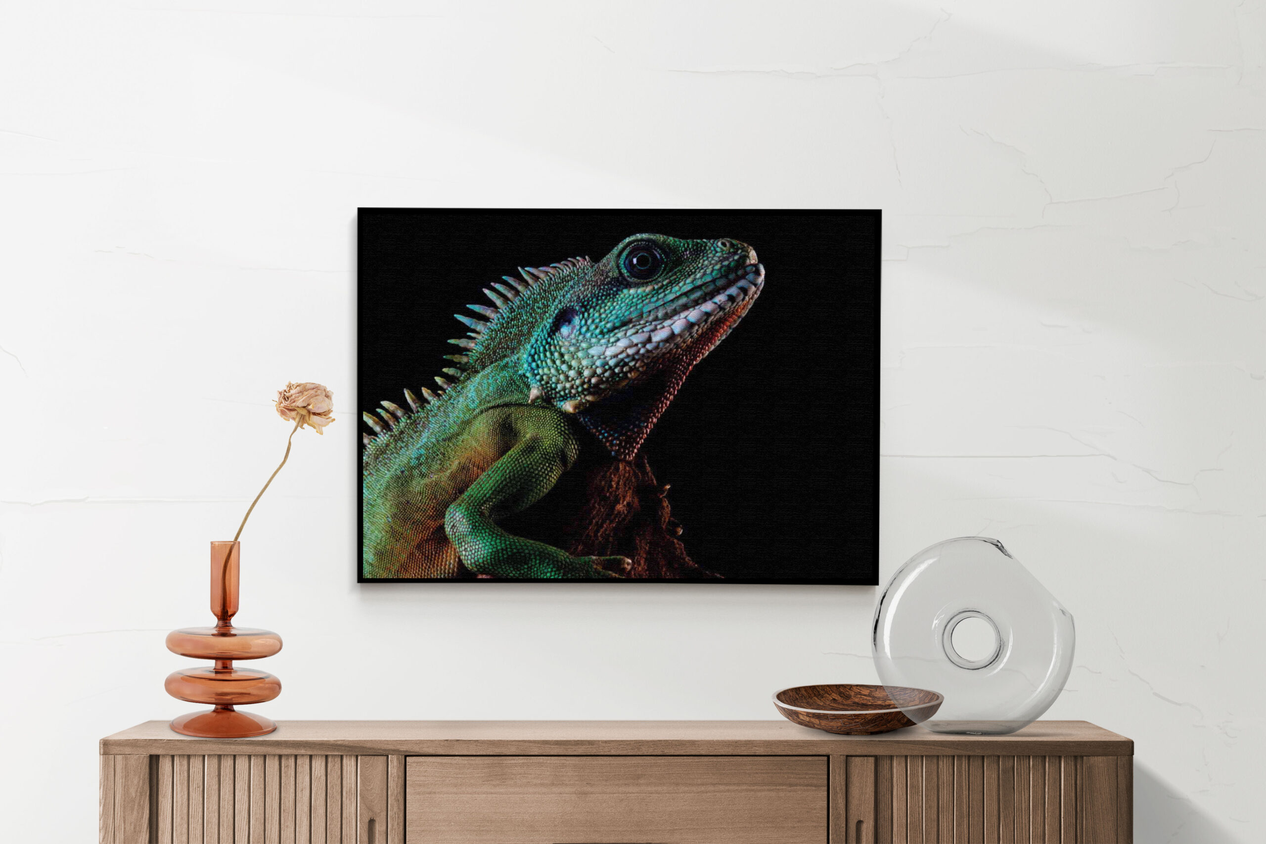Akoestisch Schilderij De Groene Kameleon Rechthoek Horizontaal Template 50 70 horizontaal dieren 73 2 scaled 1