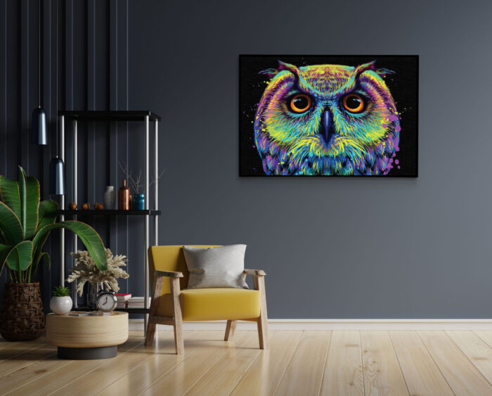 Akoestisch Schilderij Colored Owl 01 Rechthoek Horizontaal Template 50 70 horizontaal dieren 82 1 scaled 1