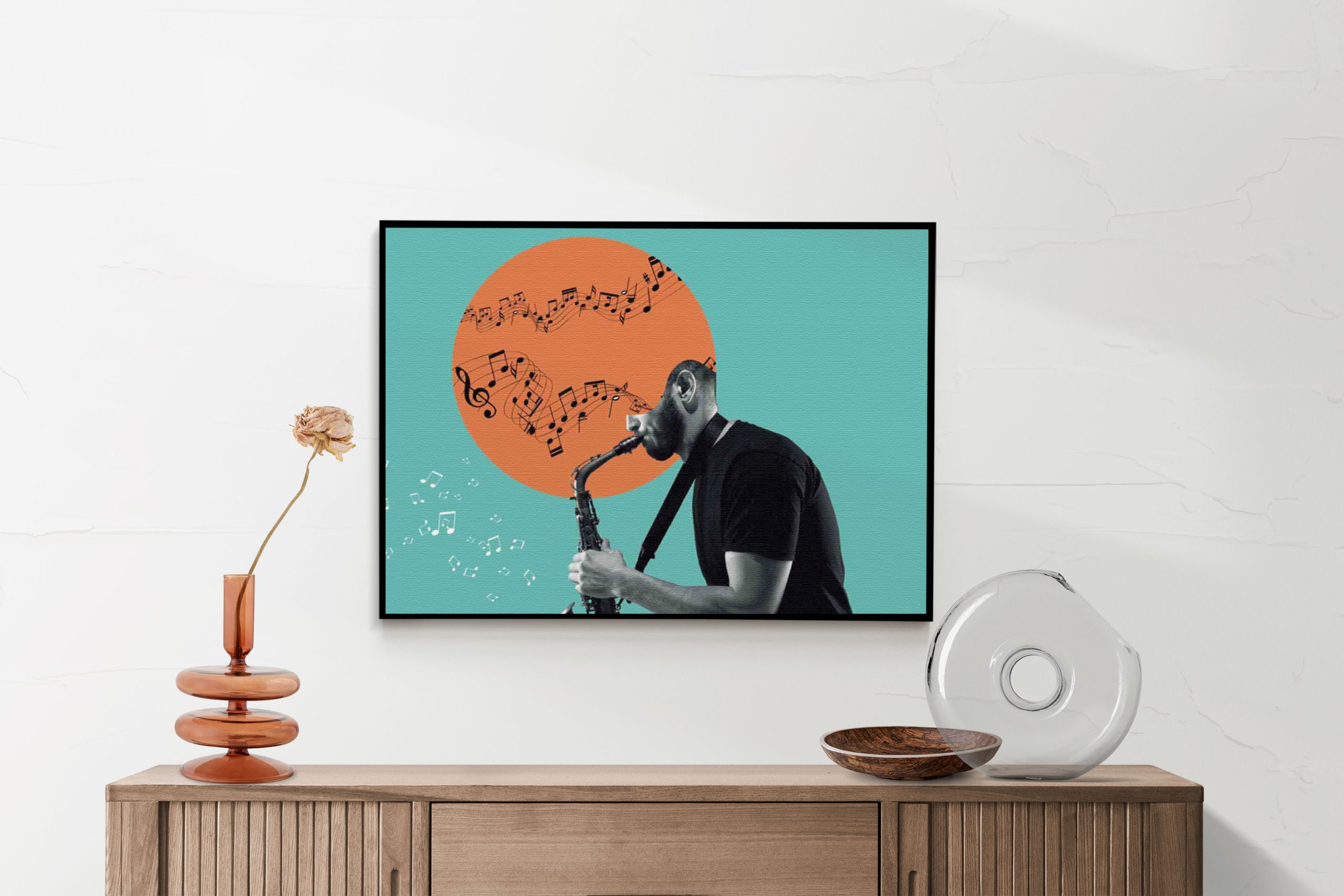 Akoestisch Schilderij Saxofonist Rechthoek Horizontaal Template 50 70 horizontaal muziek 10 2 scaled 1