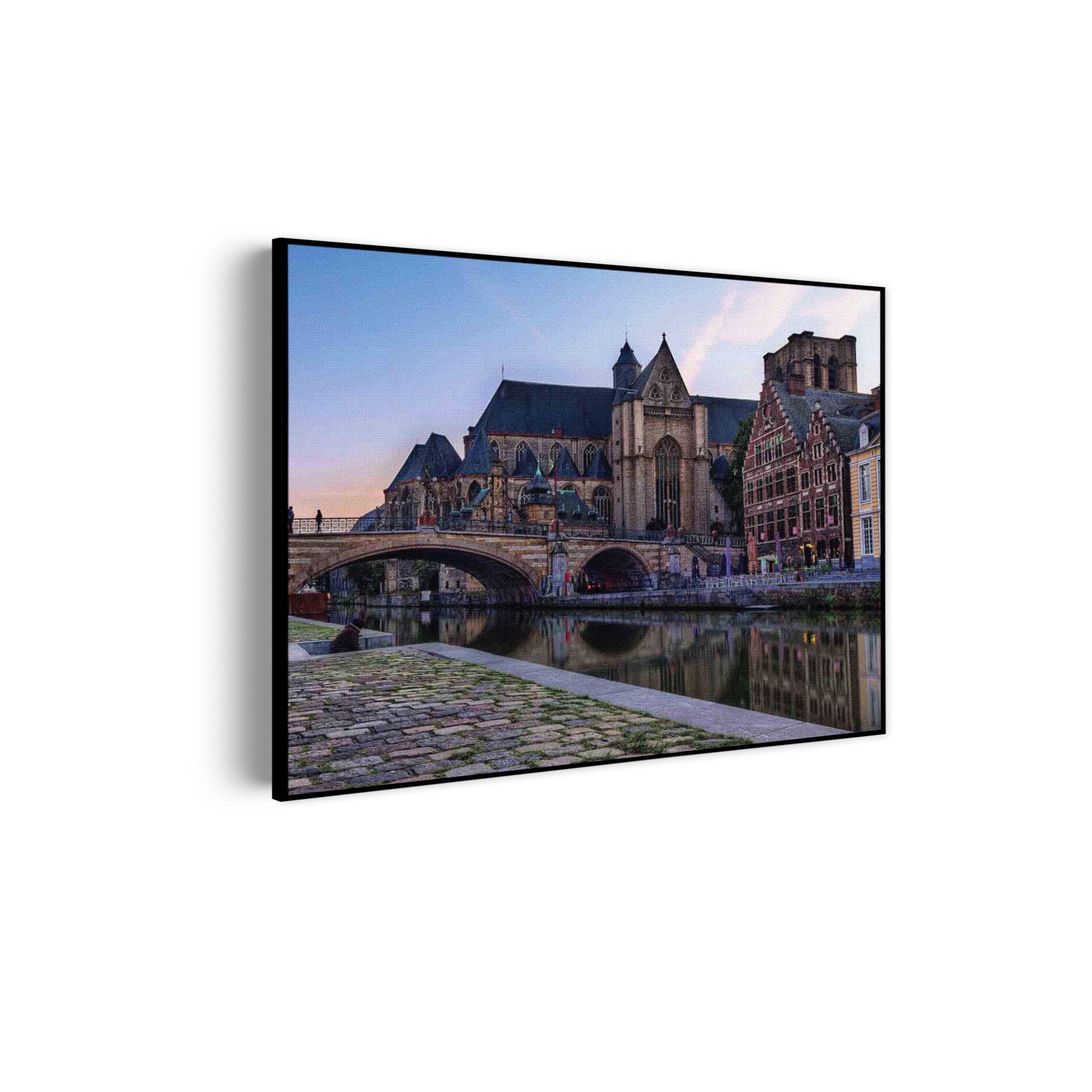 Akoestisch Schilderij Middeleeuwse Kathedraal en Brug Gent Rechthoek Horizontaal Template 50 70 horizontaal steden 100 1 scaled 1