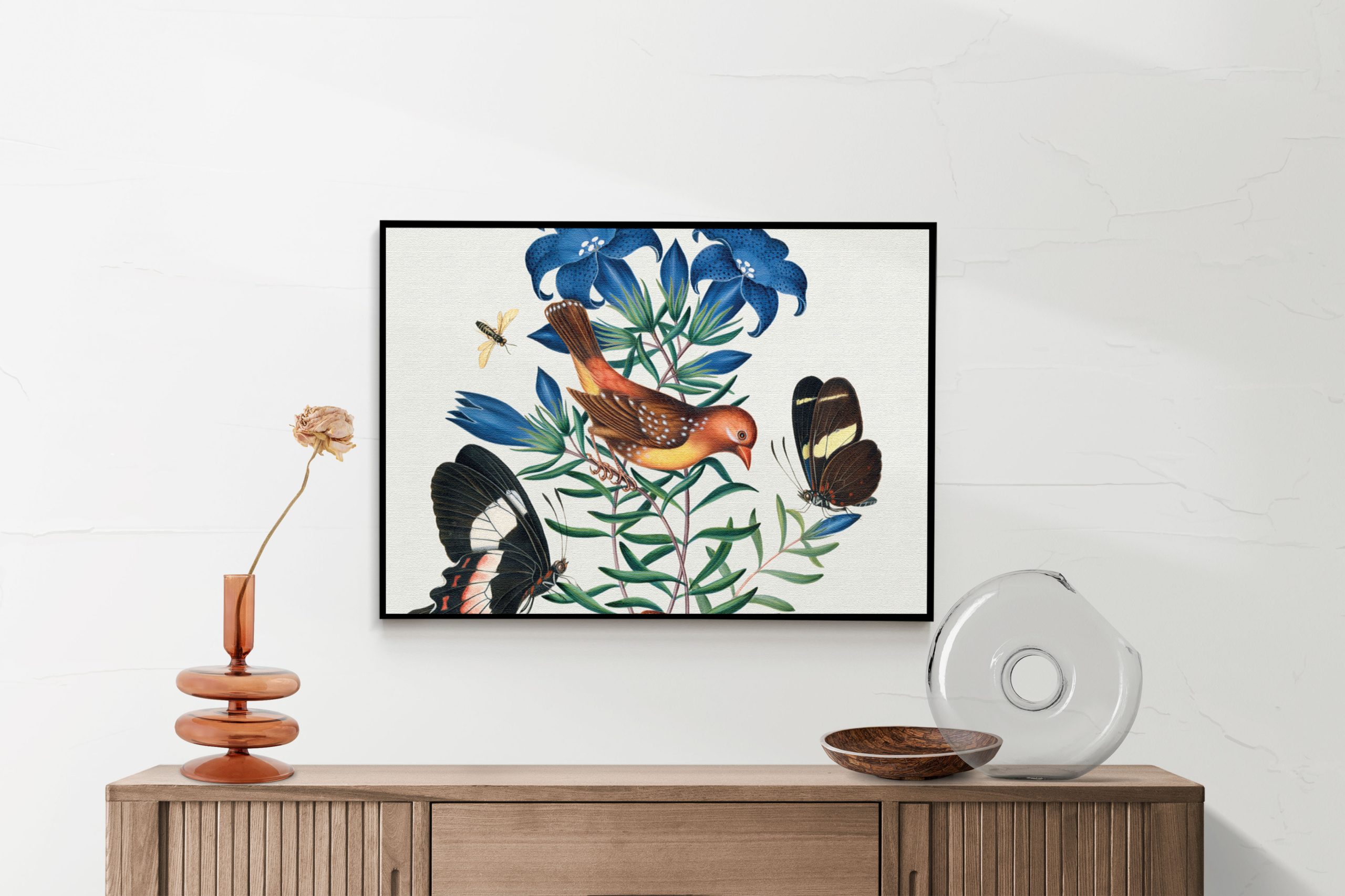 Akoestisch Schilderij Prent Natuur Vogel en Bloemen 02 Rechthoek Horizontaal Template 50 70 horizontaal vintage 2 1 scaled 1