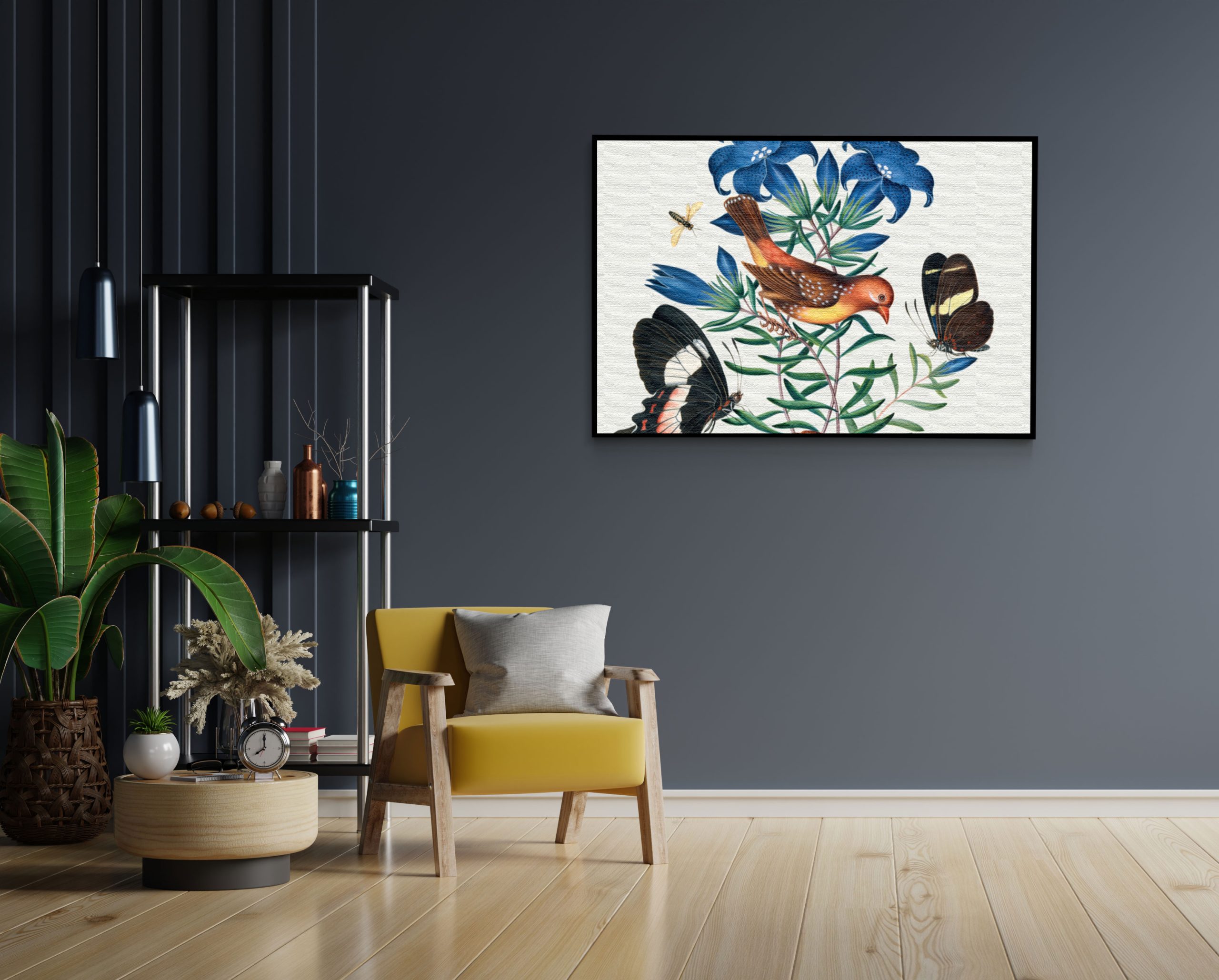 Akoestisch Schilderij Prent Natuur Vogel en Bloemen 02 Rechthoek Horizontaal Template 50 70 horizontaal vintage 2 2 scaled 1