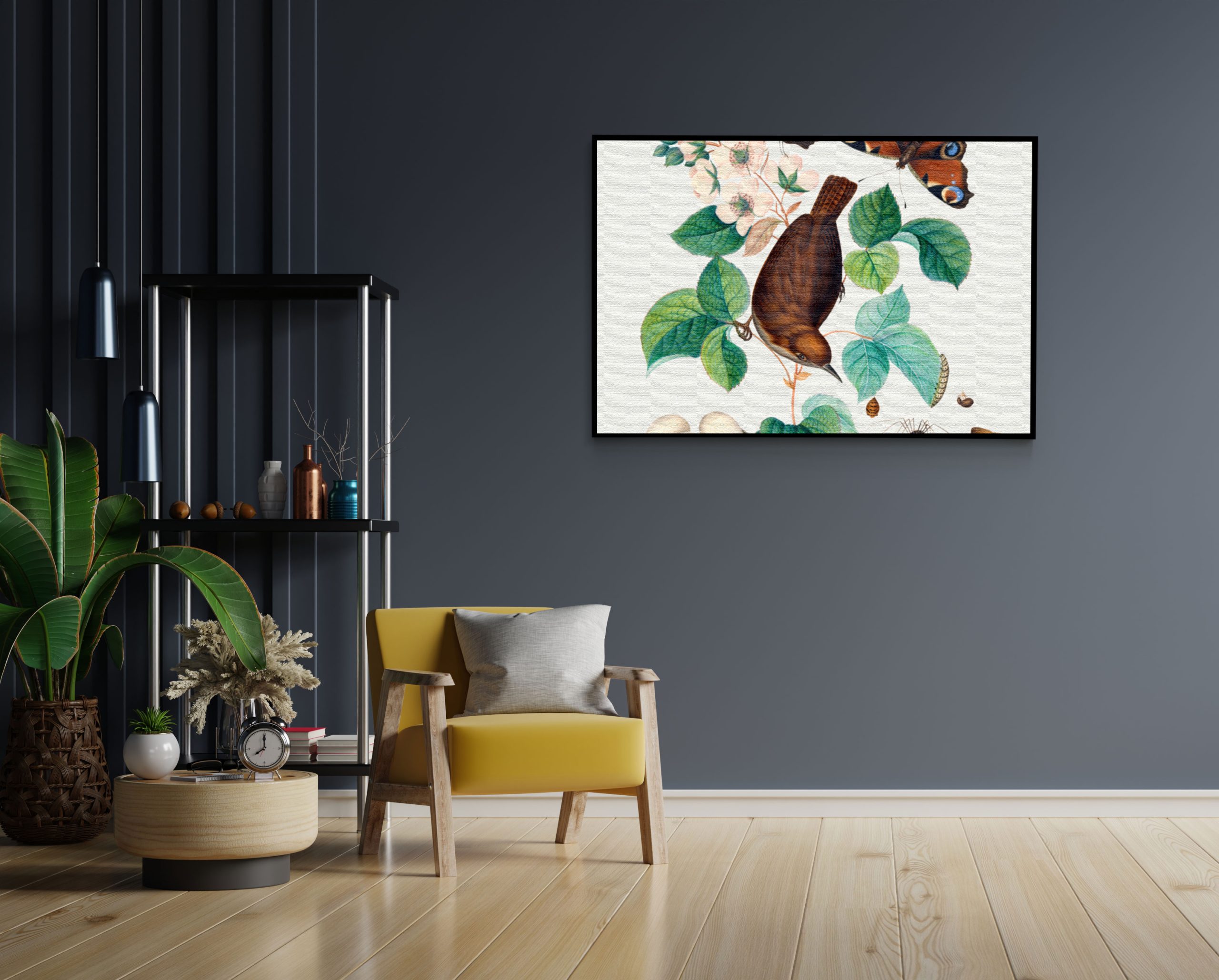 Akoestisch Schilderij Prent Natuur Vogel en Bloemen 02 Rechthoek Horizontaal Template 50 70 horizontaal vintage 3 2 scaled 1