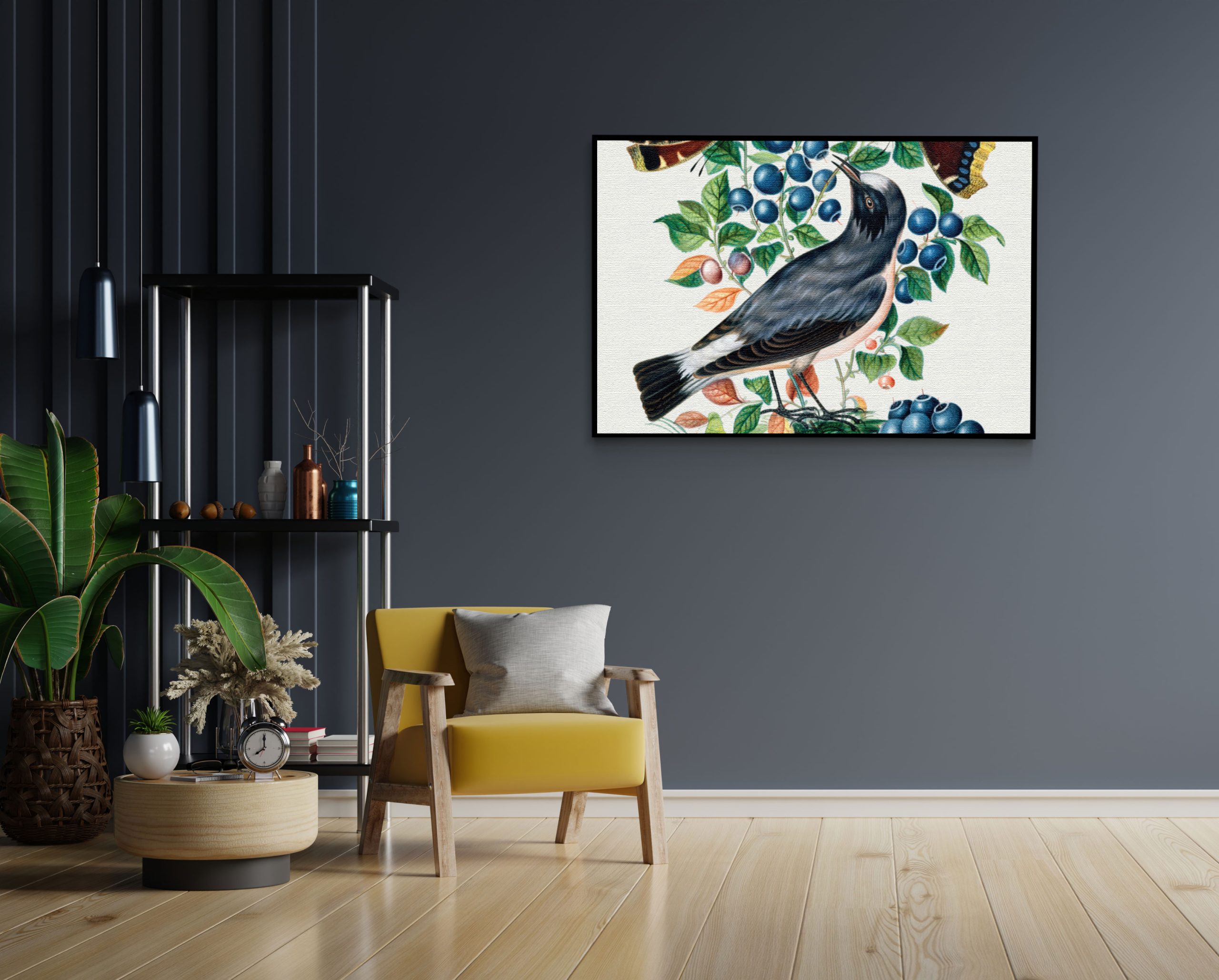 Akoestisch Schilderij Prent Natuur Vogel en Bloemen 02 Rechthoek Horizontaal Template 50 70 horizontaal vintage 6 2 scaled 1