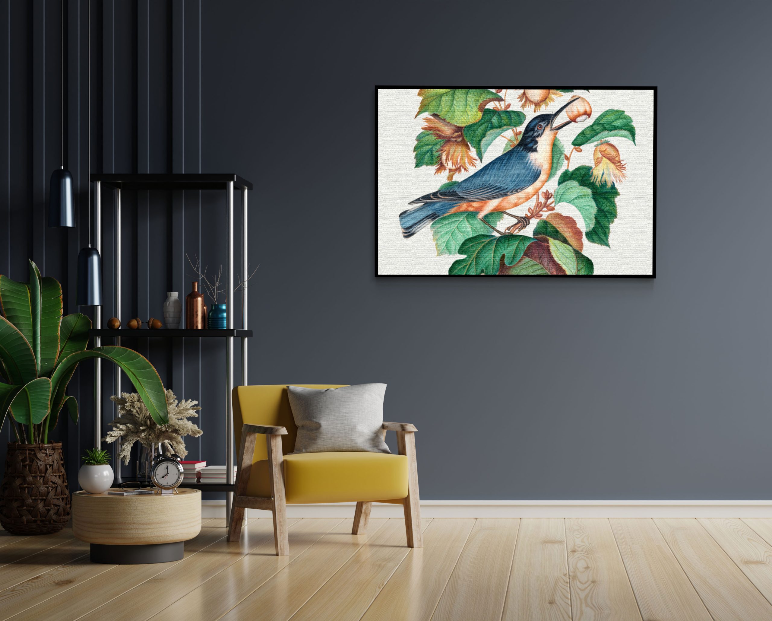 Akoestisch Schilderij Prent Natuur Vogel en Bloemen 02 Rechthoek Horizontaal Template 50 70 horizontaal vintage 9 2 scaled 1