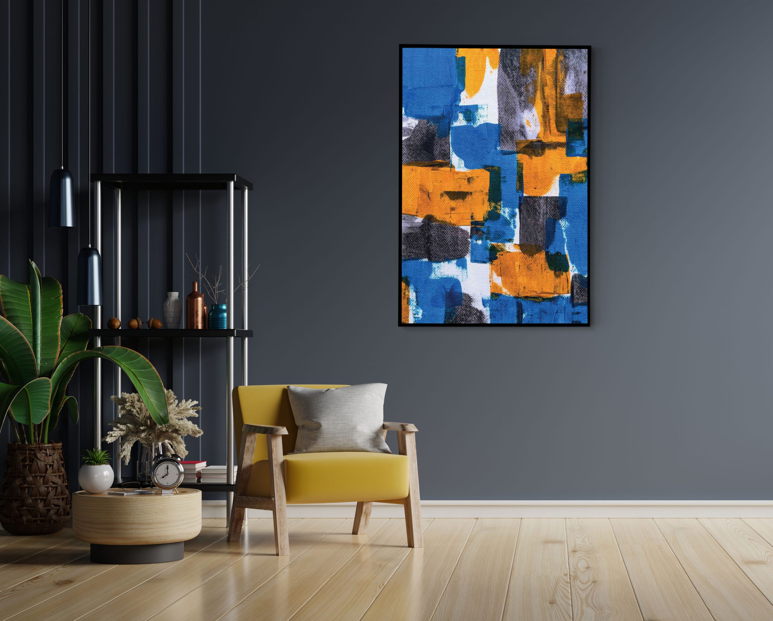 Akoestisch Schilderij Scandinavisch Wit met Goudkleurig Element Rechthoek Verticaal Template 50 70 verticaal abstract 03 1 scaled 1