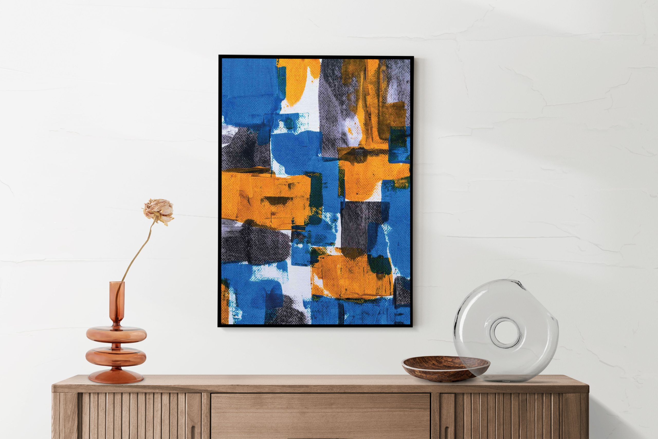 Akoestisch Schilderij Scandinavisch Wit met Goudkleurig Element Rechthoek Verticaal Template 50 70 verticaal abstract 03 2 scaled 1