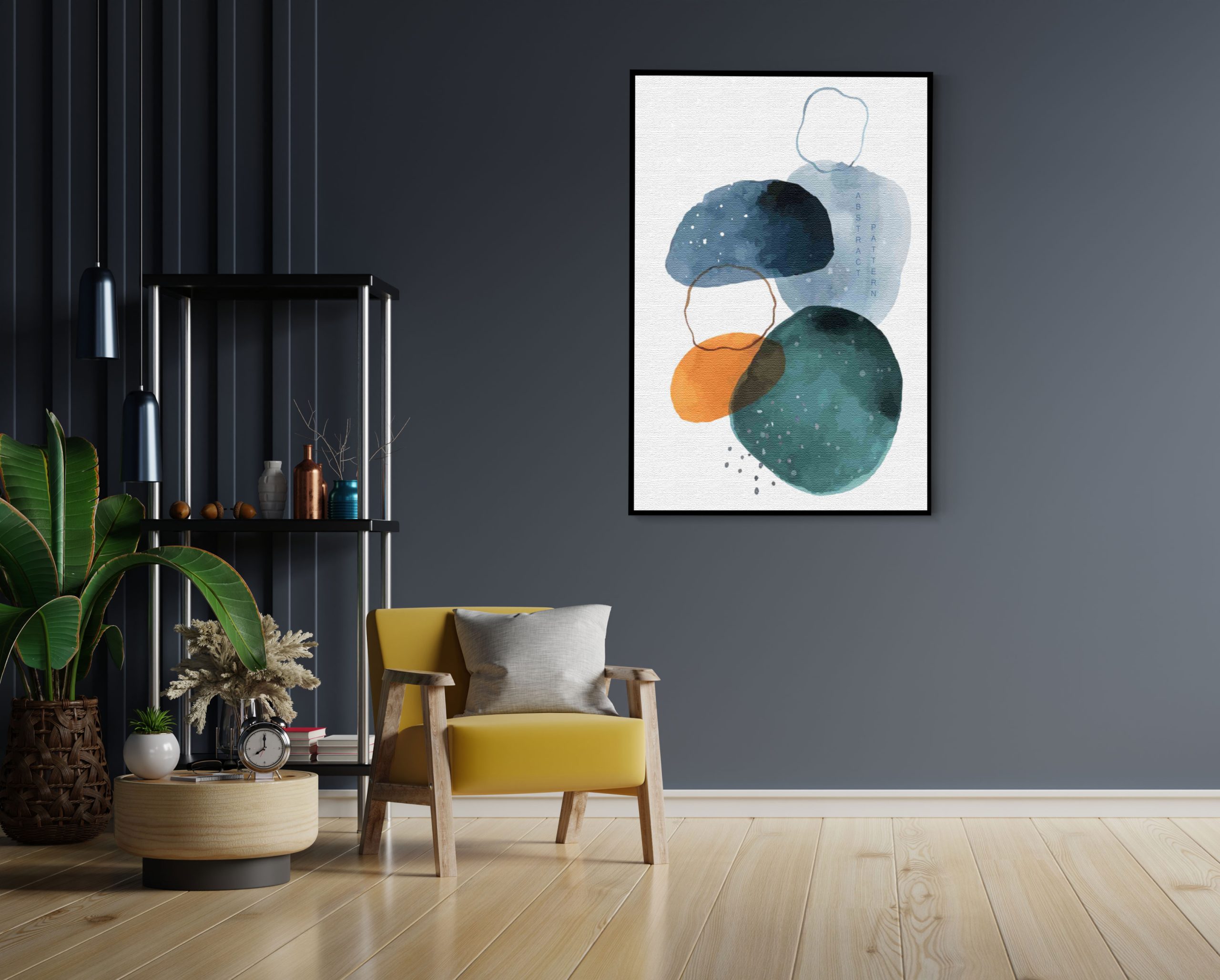 Akoestisch Schilderij Scandinavisch Wit met Goudkleurig Element Rechthoek Verticaal Template 50 70 verticaal abstract 08 1 scaled 1