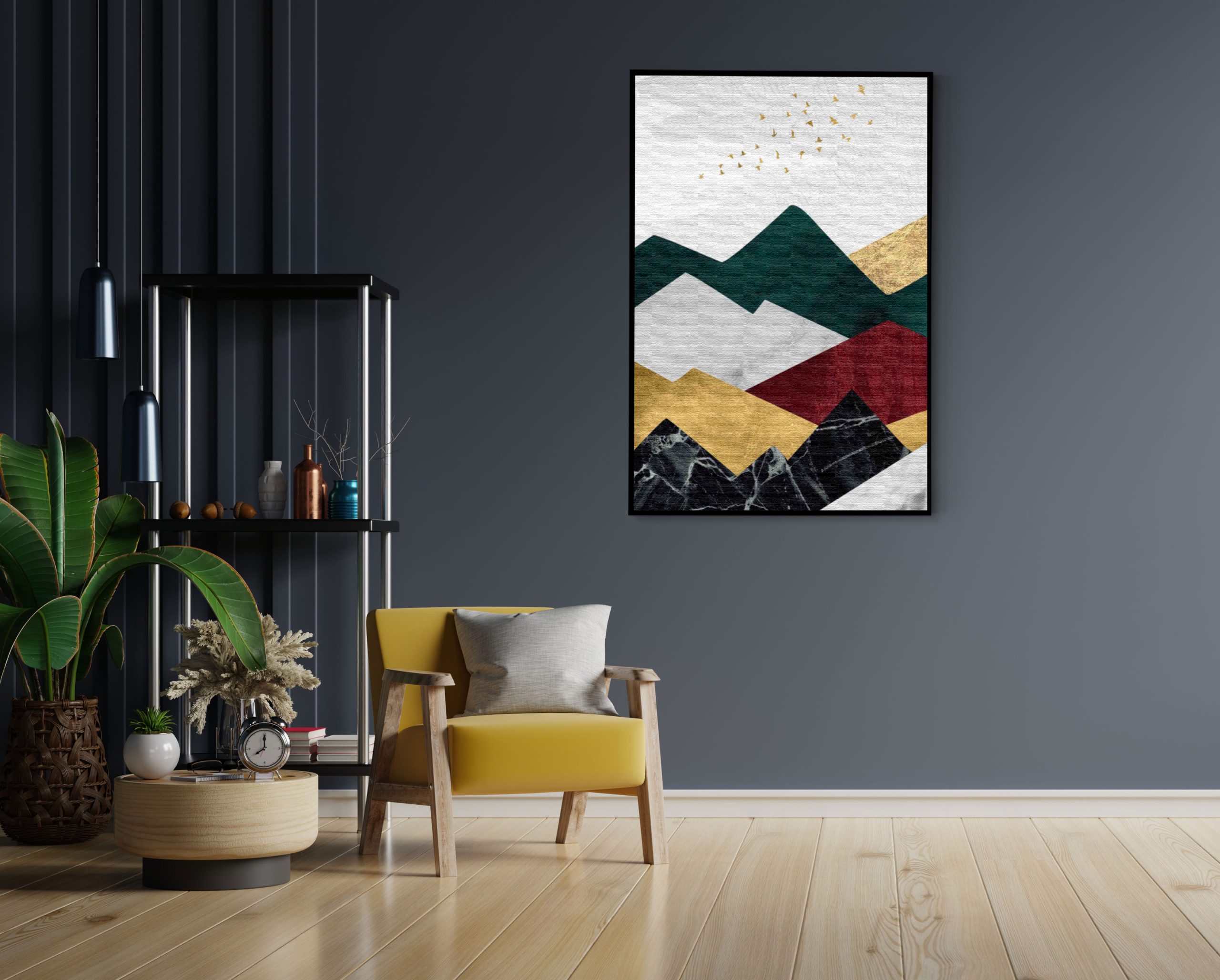 Akoestisch Schilderij Scandinavisch Wit met Goudkleurig Element Rechthoek Verticaal Template 50 70 verticaal abstract 09 1 scaled 1