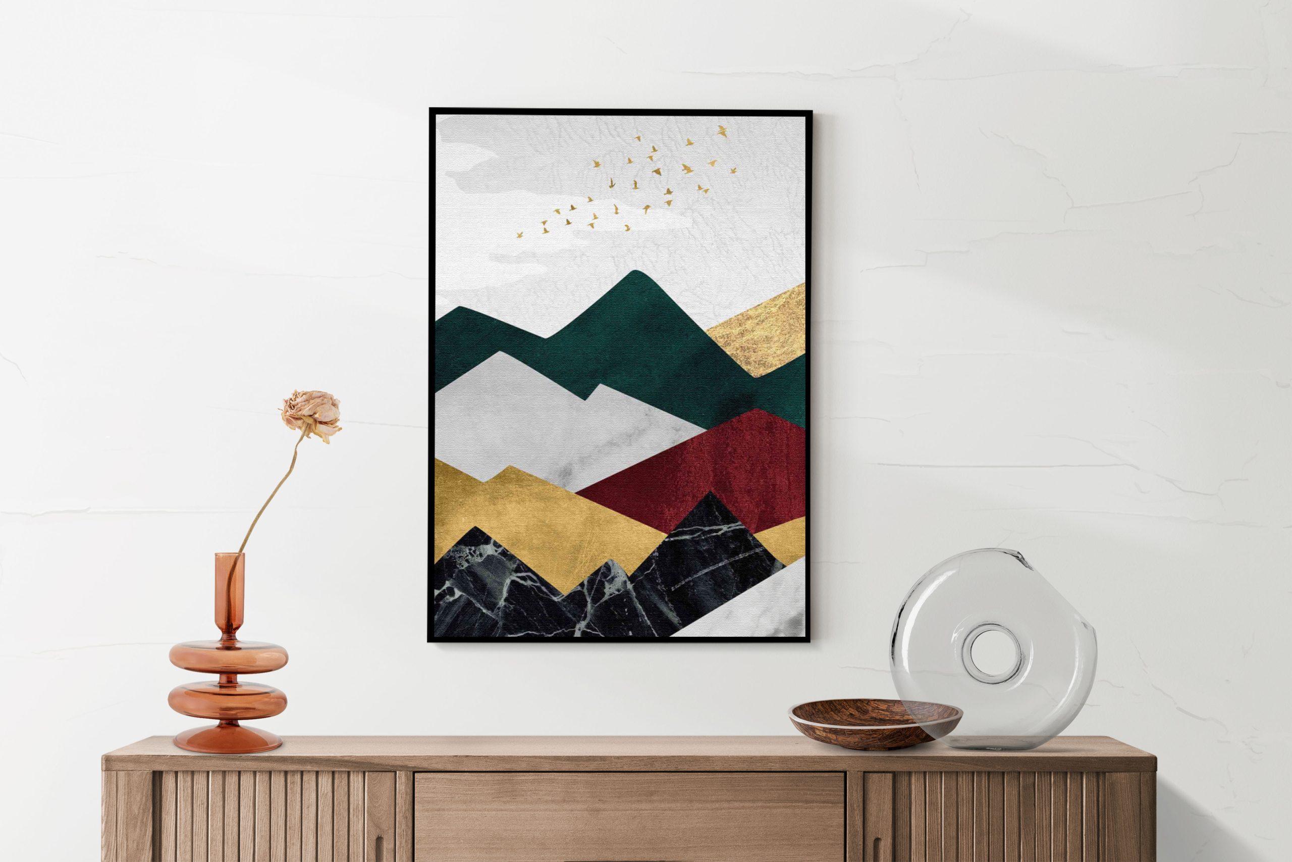 Akoestisch Schilderij Scandinavisch Wit met Goudkleurig Element Rechthoek Verticaal Template 50 70 verticaal abstract 09 2 scaled 1