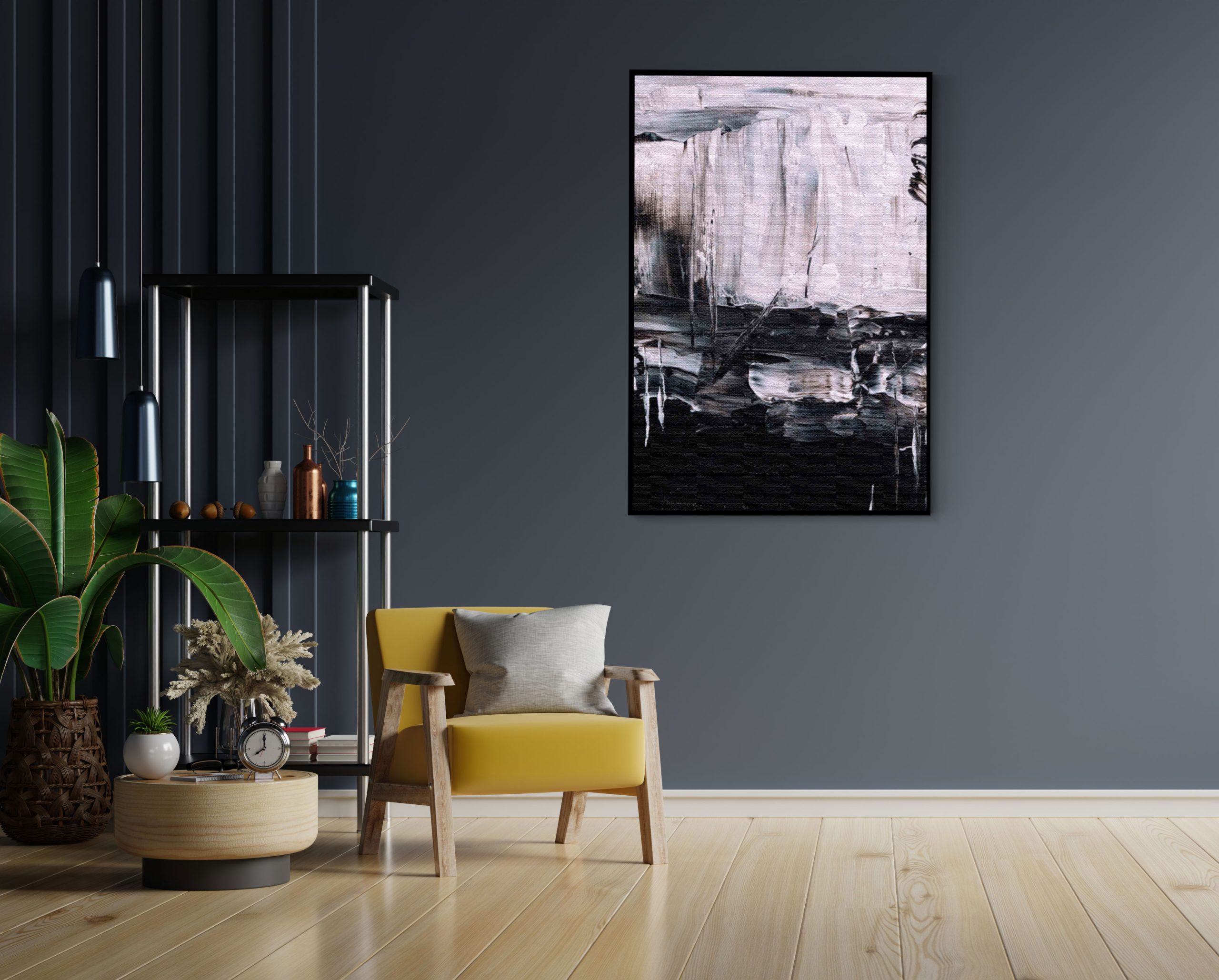 Akoestisch Schilderij Scandinavisch Wit met Goudkleurig Element Rechthoek Verticaal Template 50 70 verticaal abstract 17 1 scaled 1