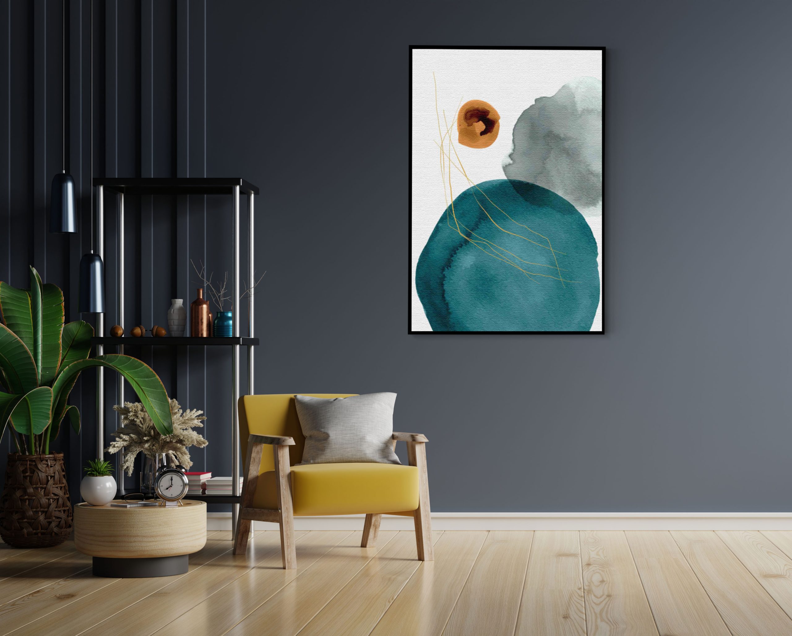 Akoestisch Schilderij Scandinavisch Wit met Goudkleurig Element Rechthoek Verticaal Template 50 70 verticaal abstract 20 1 scaled 1