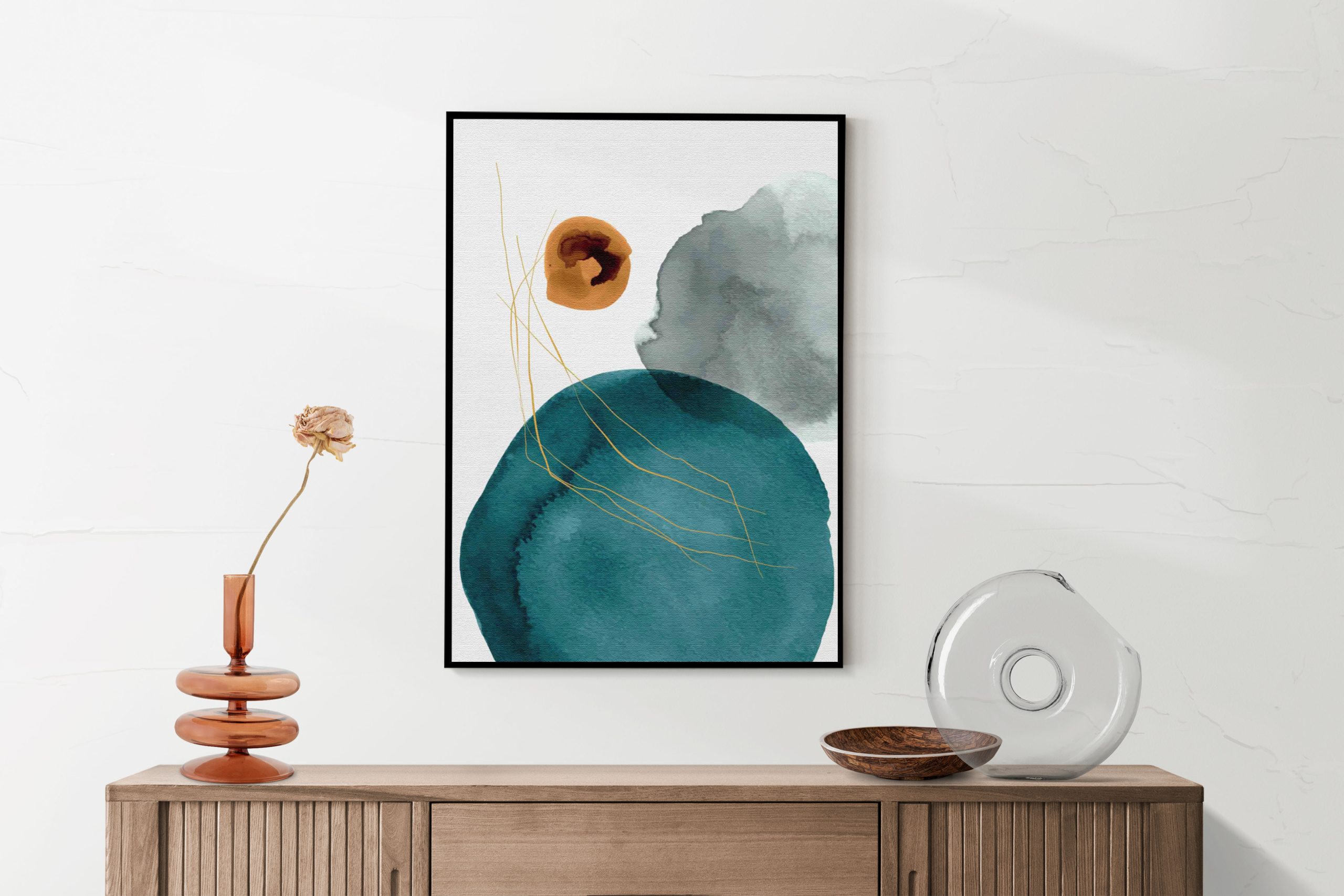 Akoestisch Schilderij Scandinavisch Wit met Goudkleurig Element Rechthoek Verticaal Template 50 70 verticaal abstract 20 2 scaled 1