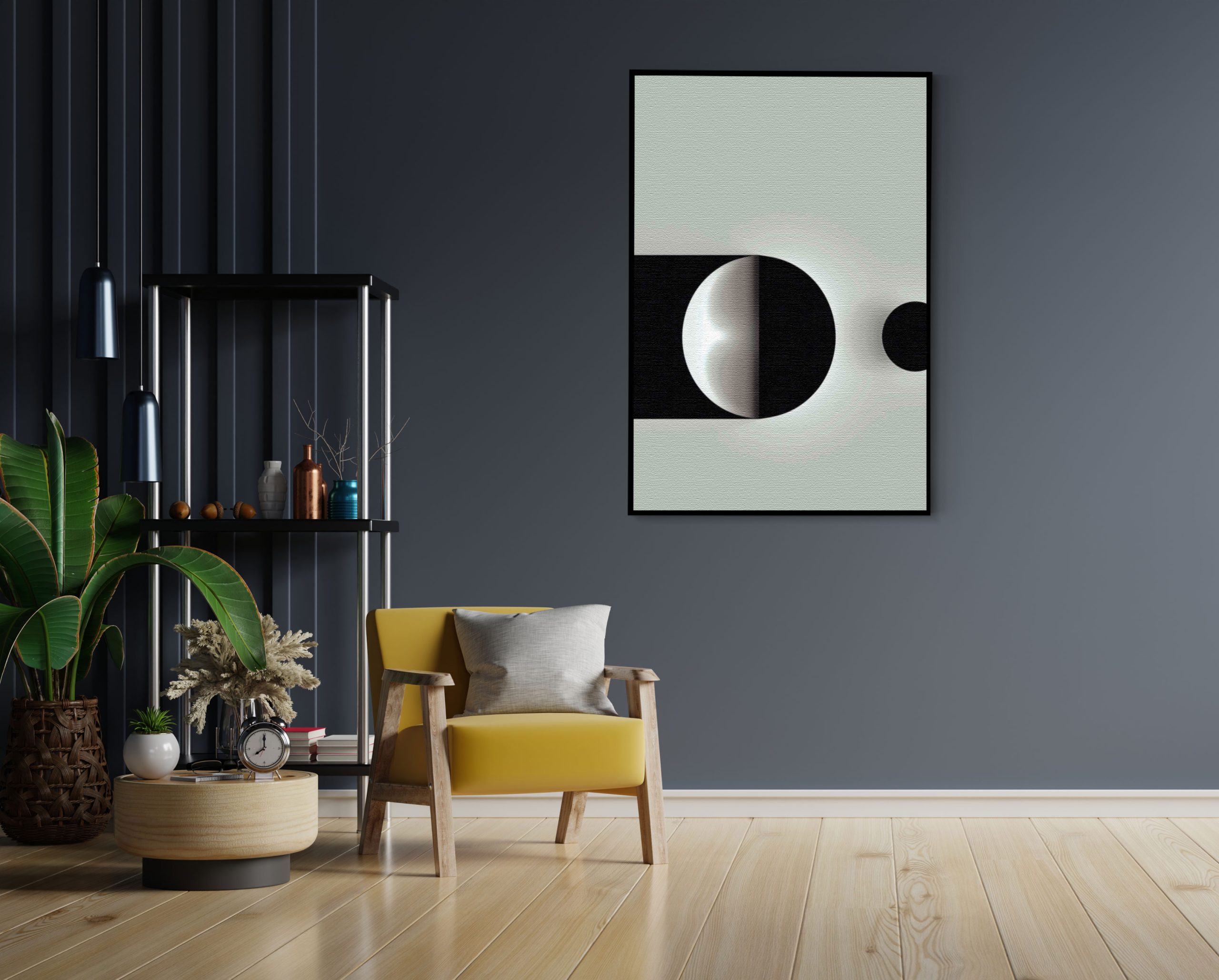 Akoestisch Schilderij Scandinavisch Wit met Goudkleurig Element Rechthoek Verticaal Template 50 70 verticaal abstract 21 1 scaled 1