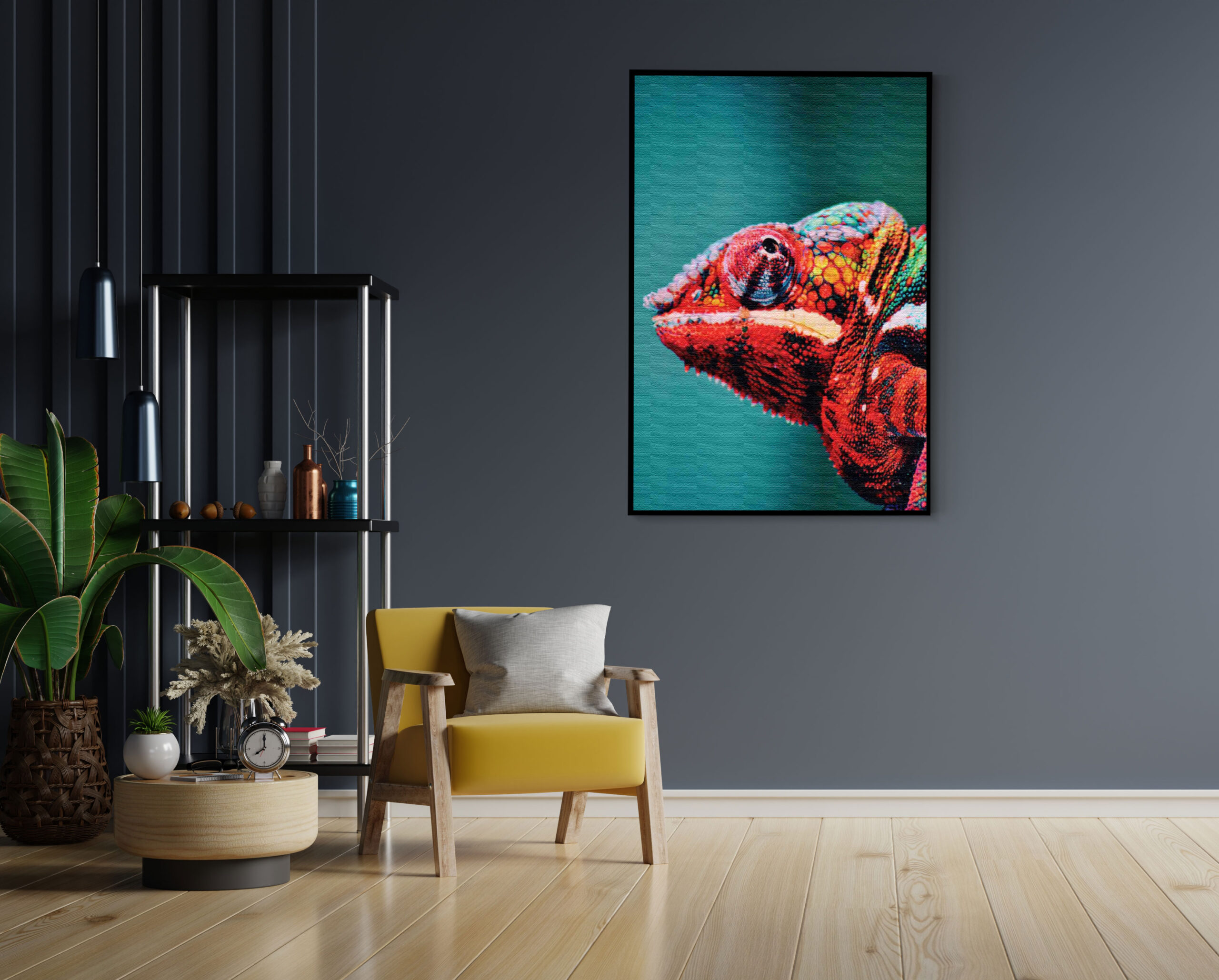 Akoestisch Schilderij Kameleon Kleurrijk Rechthoek Verticaal Template 50 70 verticaal dieren 10 1 scaled 1