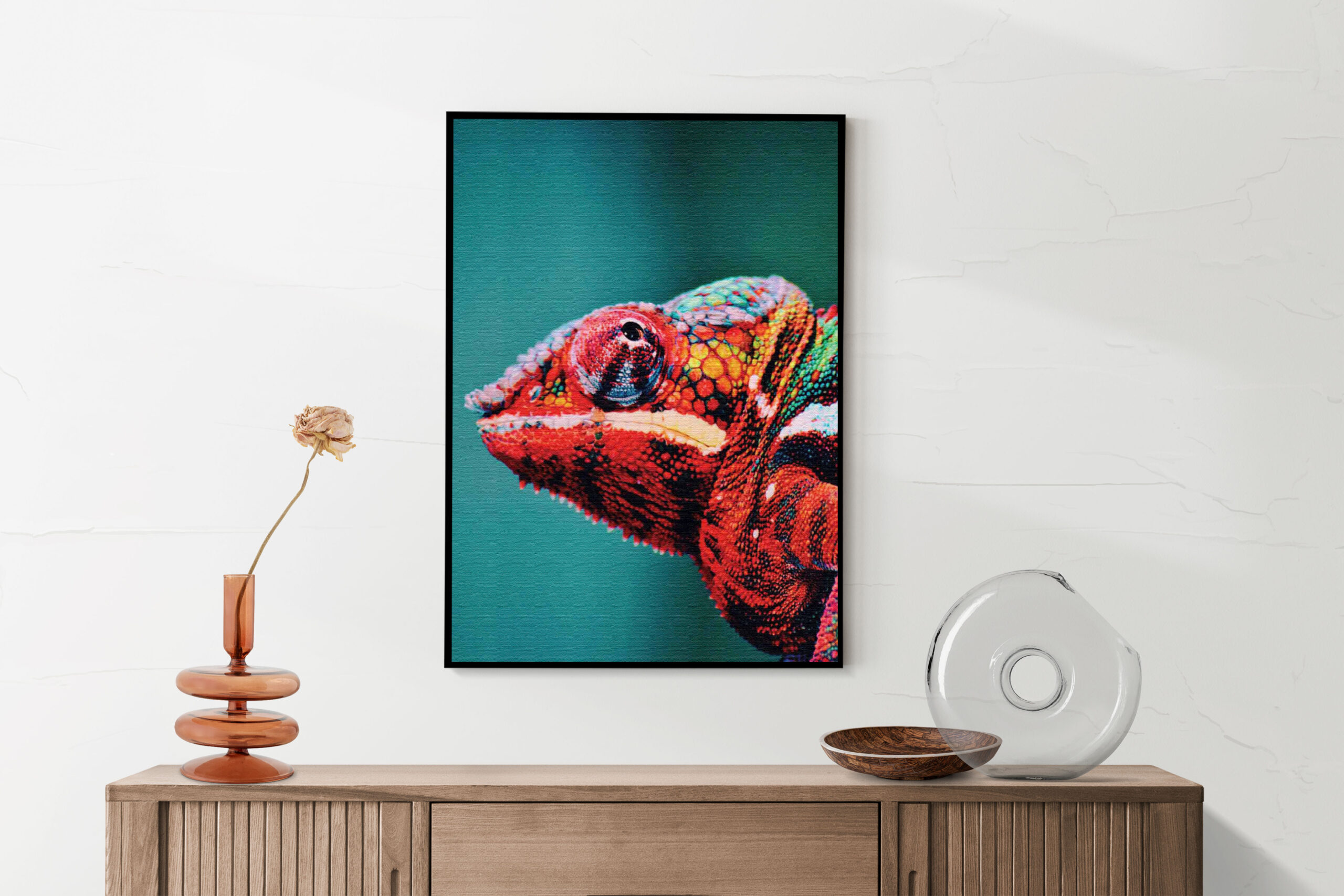 Akoestisch Schilderij Kameleon Kleurrijk Rechthoek Verticaal Template 50 70 verticaal dieren 10 2 scaled 1