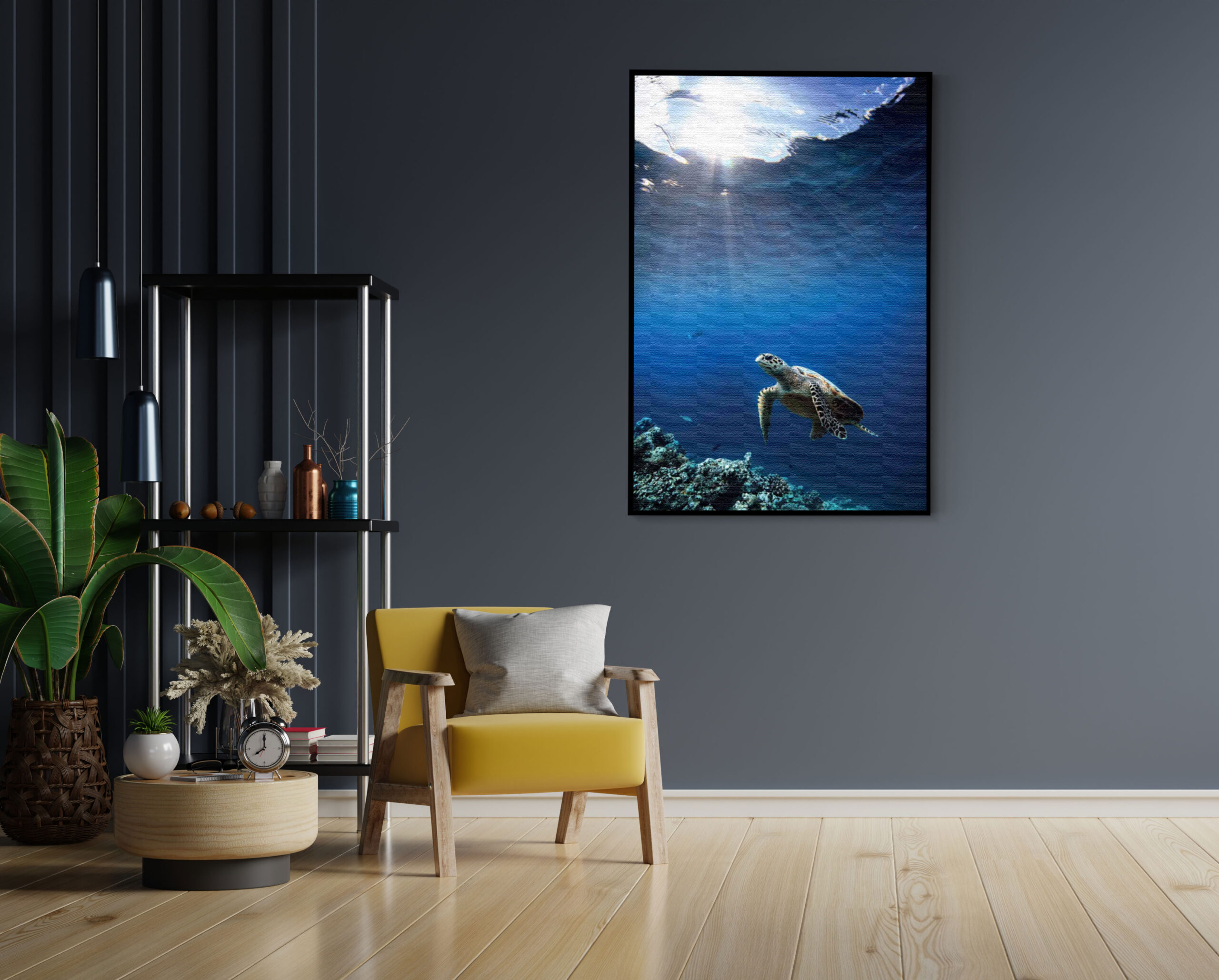 Akoestisch Schilderij Zeeschildpad In Helderblauw Water 03 Rechthoek Verticaal Template 50 70 verticaal dieren 30 1 scaled 1
