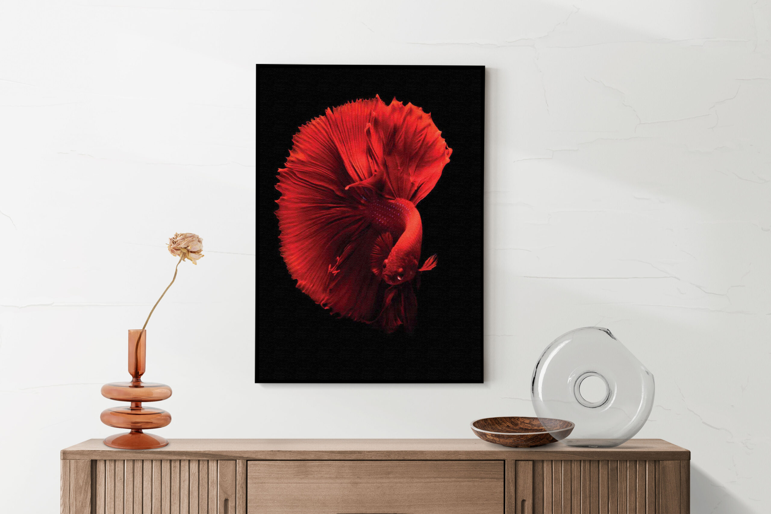 Akoestisch Schilderij Red Dragon Siamese Fighting Fish Rechthoek Verticaal Template 50 70 verticaal dieren 32 2 scaled 1