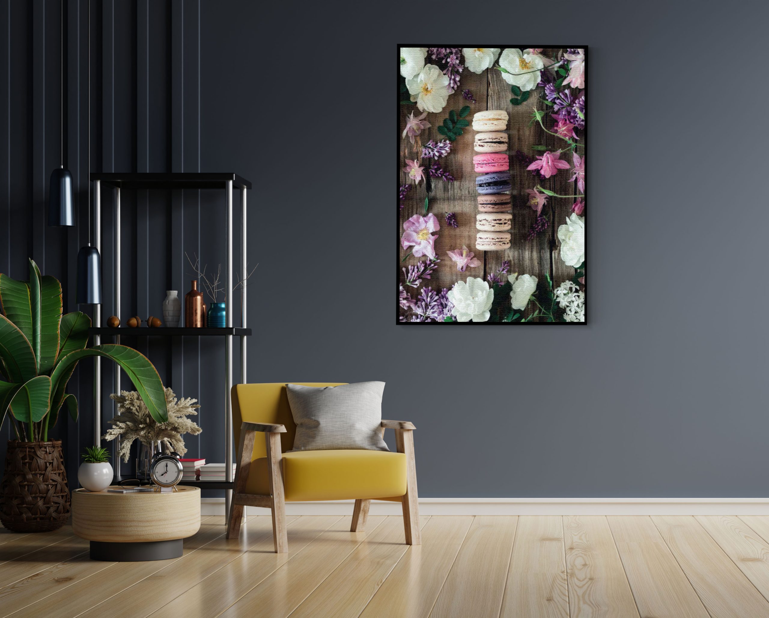 Akoestisch Schilderij Macarons op Bloemen Tafel Rechthoek Verticaal Template 50 70 verticaal eten en drinken 22 1 scaled 1