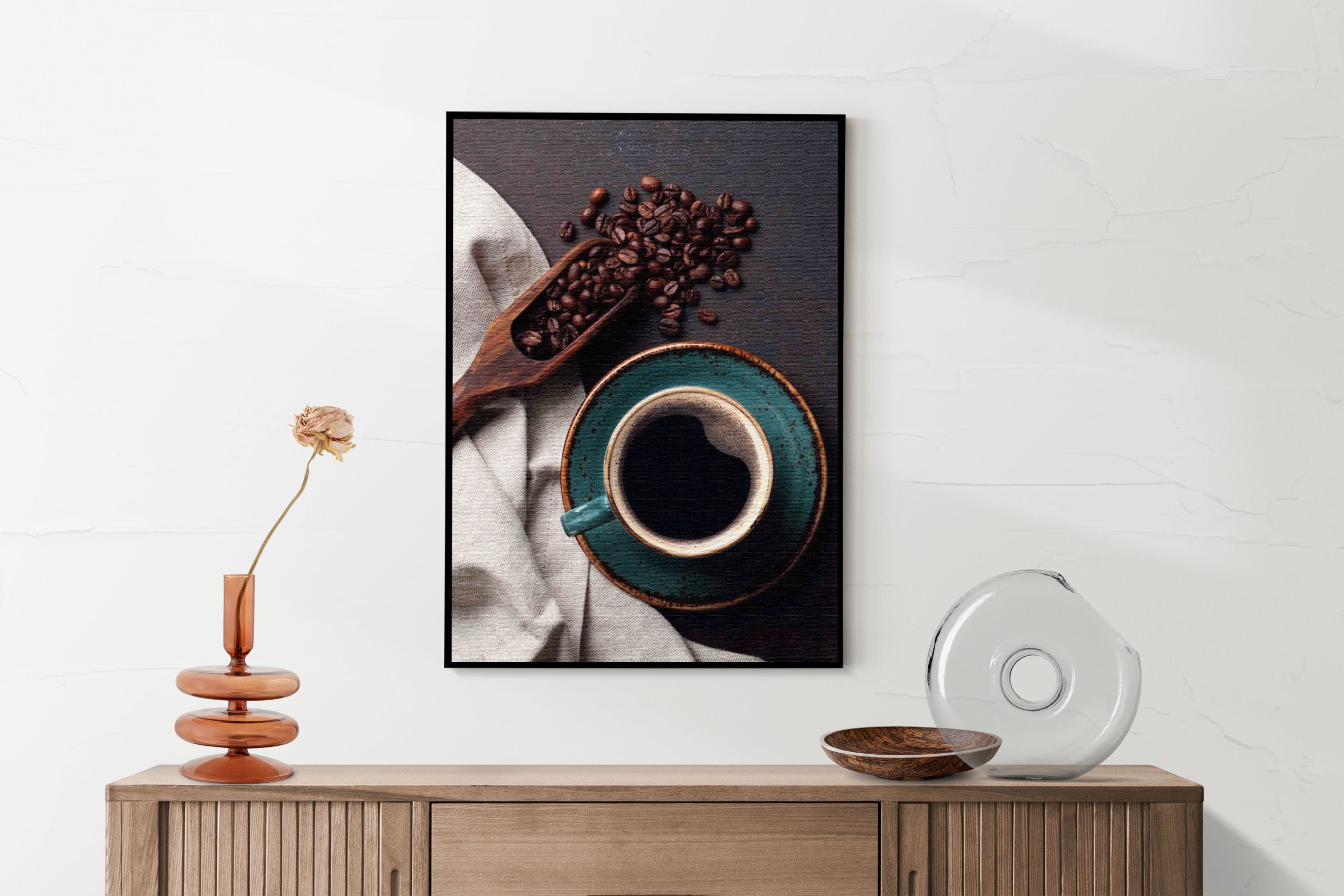 Akoestisch Schilderij Koffiebonen met Kop koffie Rechthoek Verticaal Template 50 70 verticaal eten en drinken 41 2 scaled 1