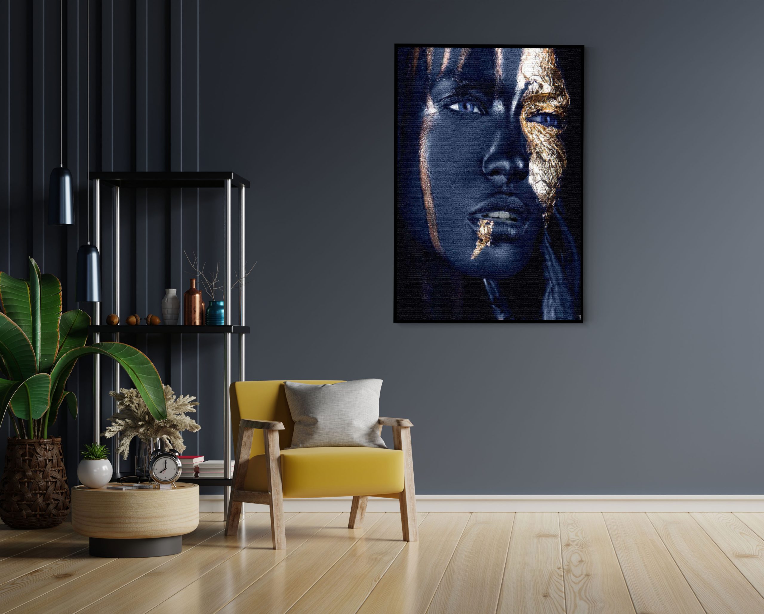 Akoestisch Schilderij Golden Whoman 05 Rechthoek Verticaal Template 50 70 verticaal lifestyle 16 1 scaled 1