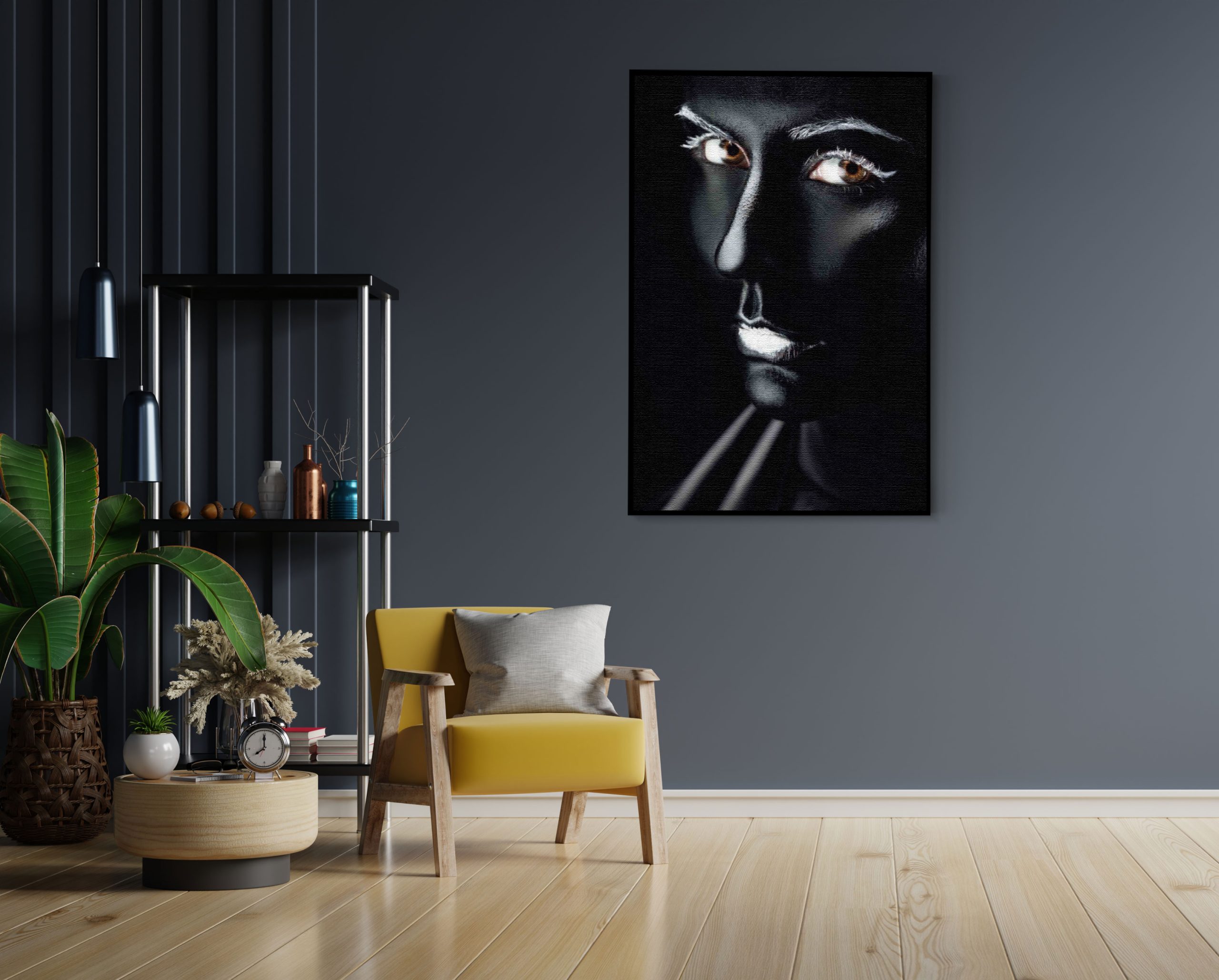 Akoestisch Schilderij Dame Zilvere Make up Rechthoek Verticaal Template 50 70 verticaal lifestyle 2 1 scaled 1