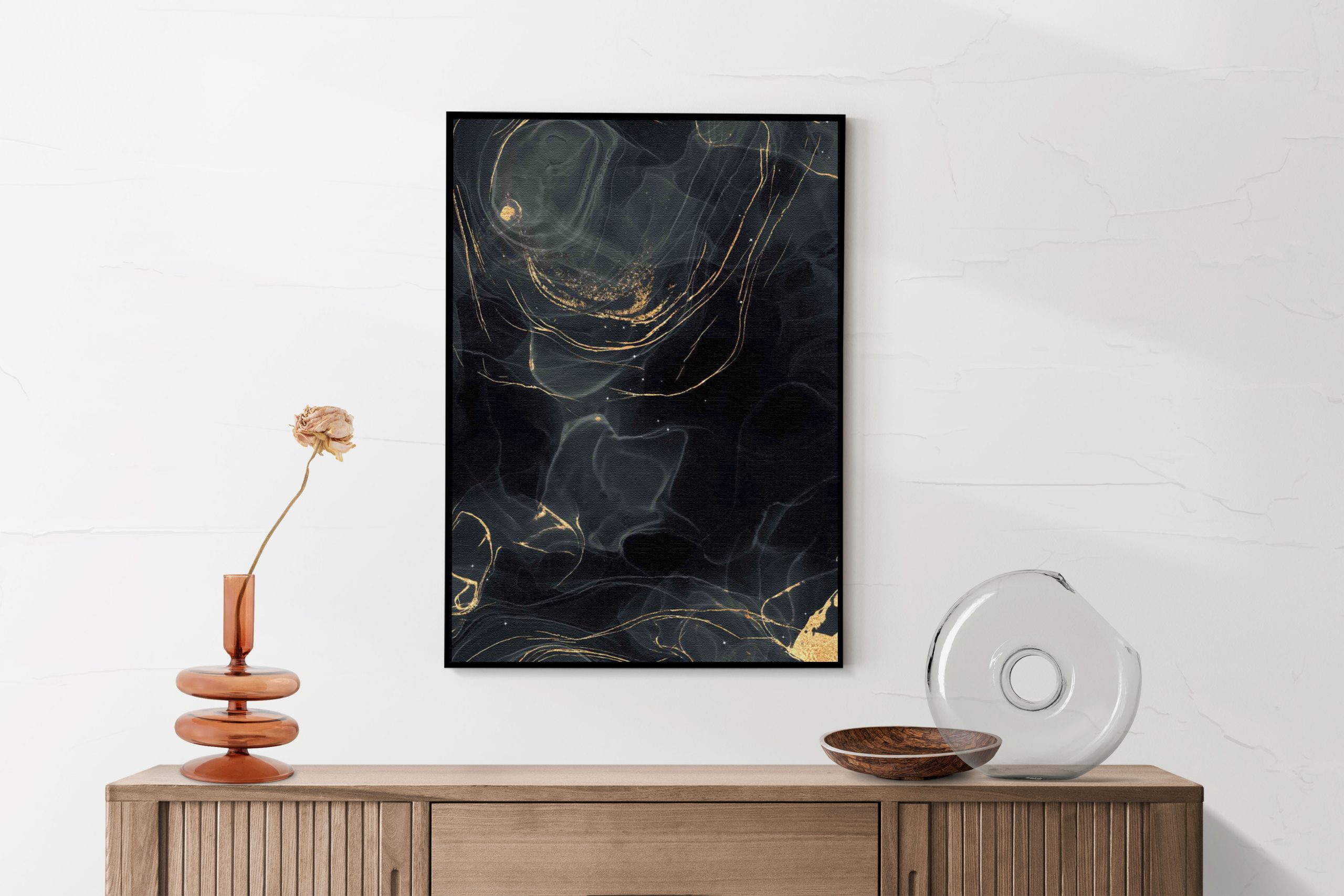 Akoestisch Schilderij Abstract Marmer Look Zwart met Goud 01 Rechthoek Verticaal Template 50 70 verticaal marmer 8 2 scaled 1